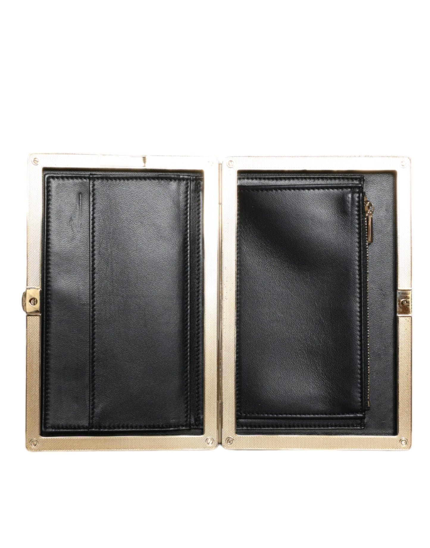 Dolce & Gabbana Clutch aus schwarzem Samt mit Goldrahmen, Abendtasche für Partys