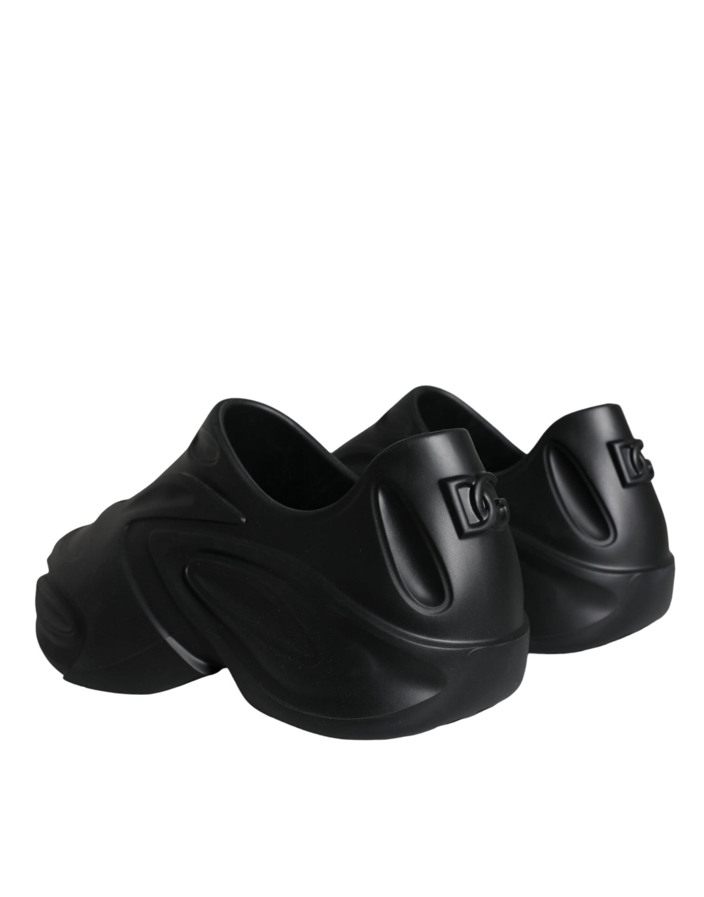 Dolce & Gabbana – Schwarze, folierte Gummi-Toy-Sneaker mit niedrigem Schaft