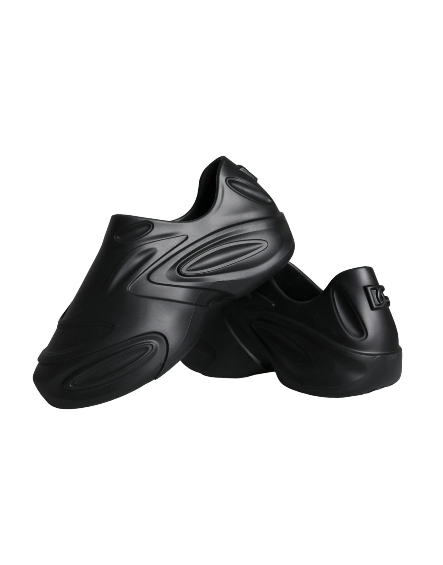 Dolce & Gabbana – Schwarze, folierte Gummi-Toy-Sneaker mit niedrigem Schaft