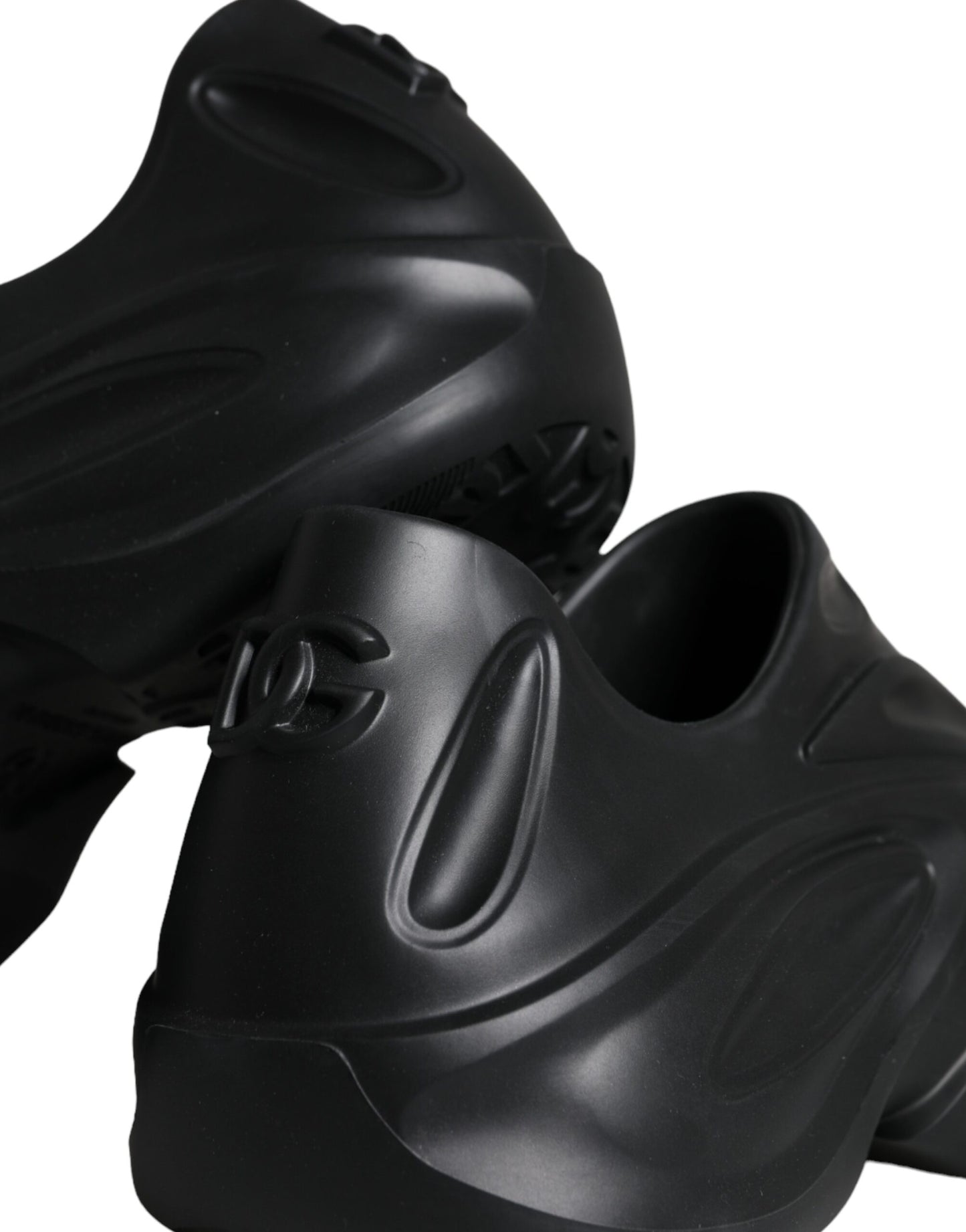 Dolce & Gabbana – Schwarze, folierte Gummi-Toy-Sneaker mit niedrigem Schaft