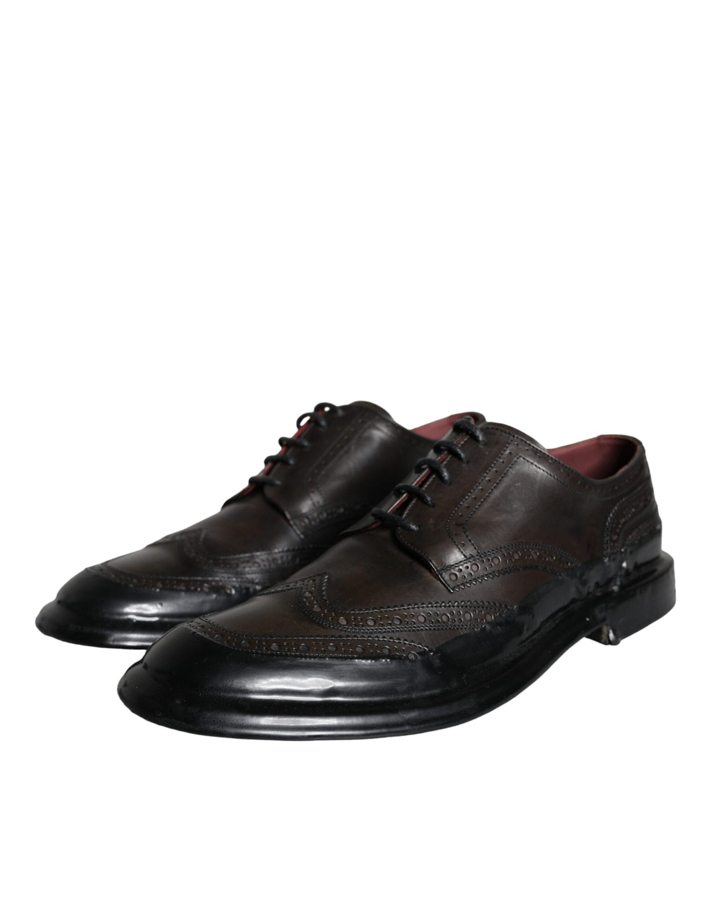 Dolce & Gabbana – Oxford-Schuhe aus schwarzem Leder mit Flügelkappe für formelle Herren
