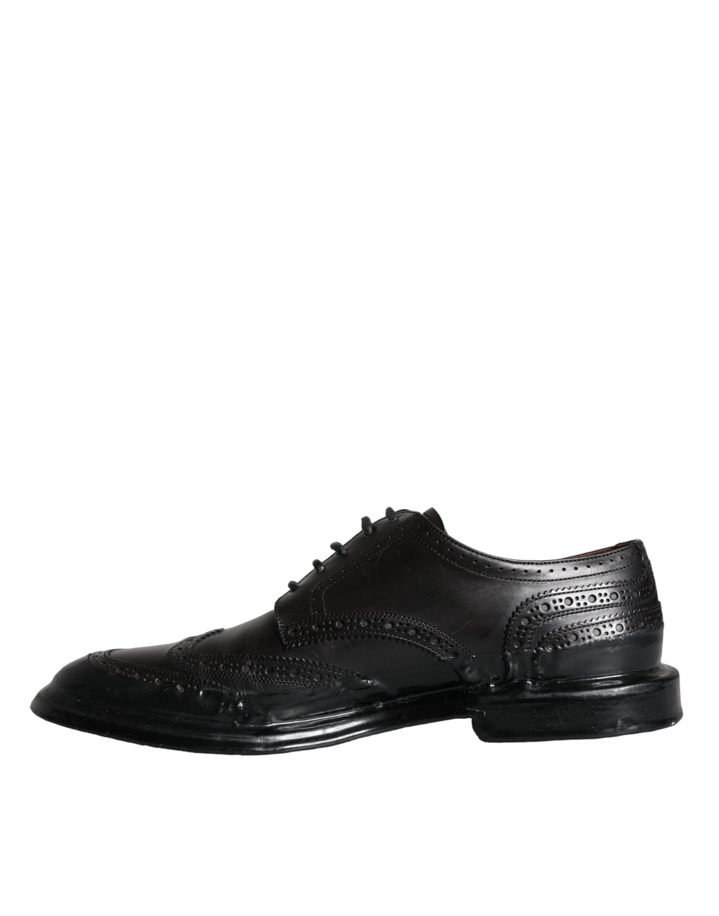 Dolce & Gabbana – Oxford-Schuhe aus schwarzem Leder mit Flügelkappe für formelle Herren