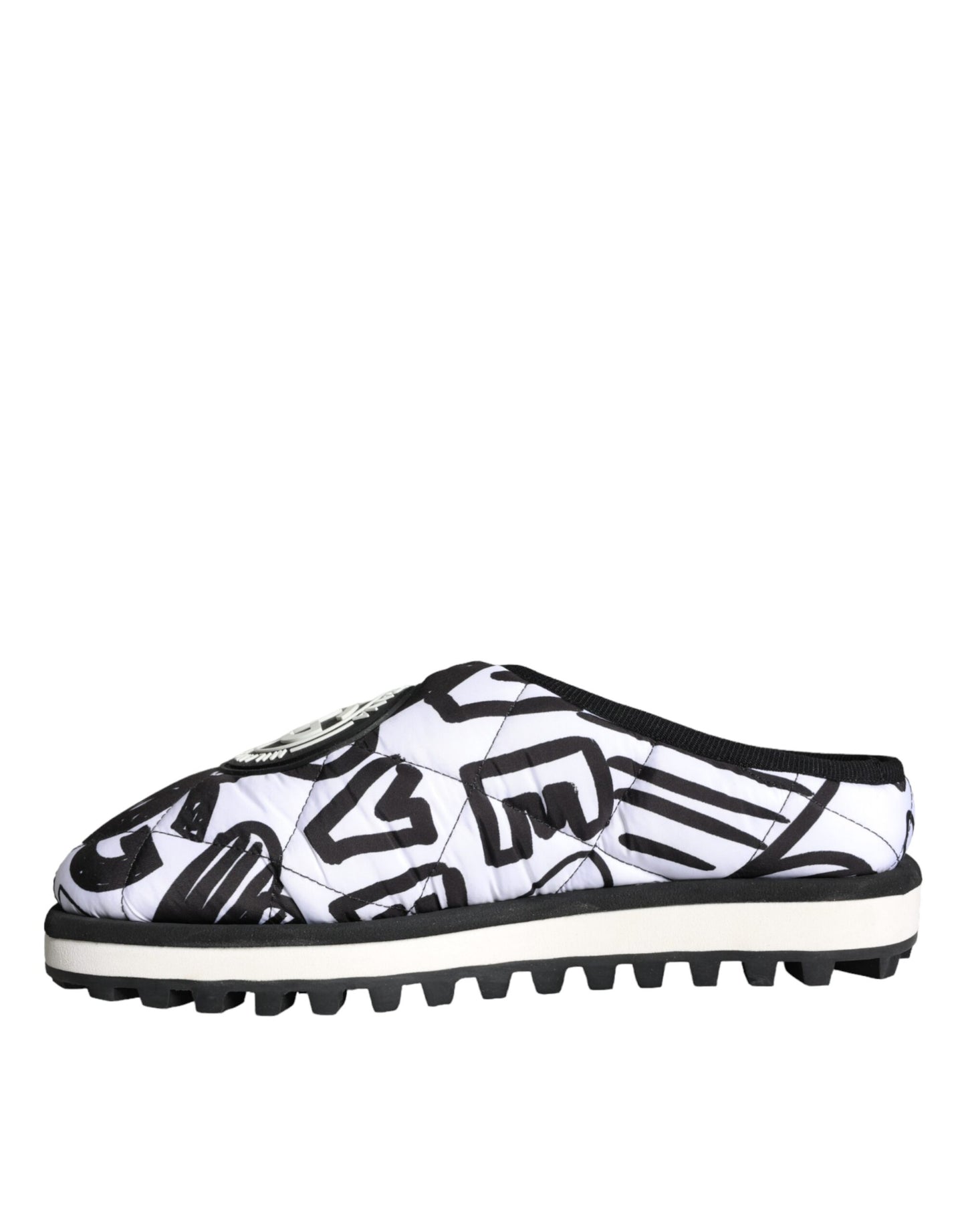 Dolce & Gabbana – Sandalen mit gestepptem Logo in Schwarz und Weiß