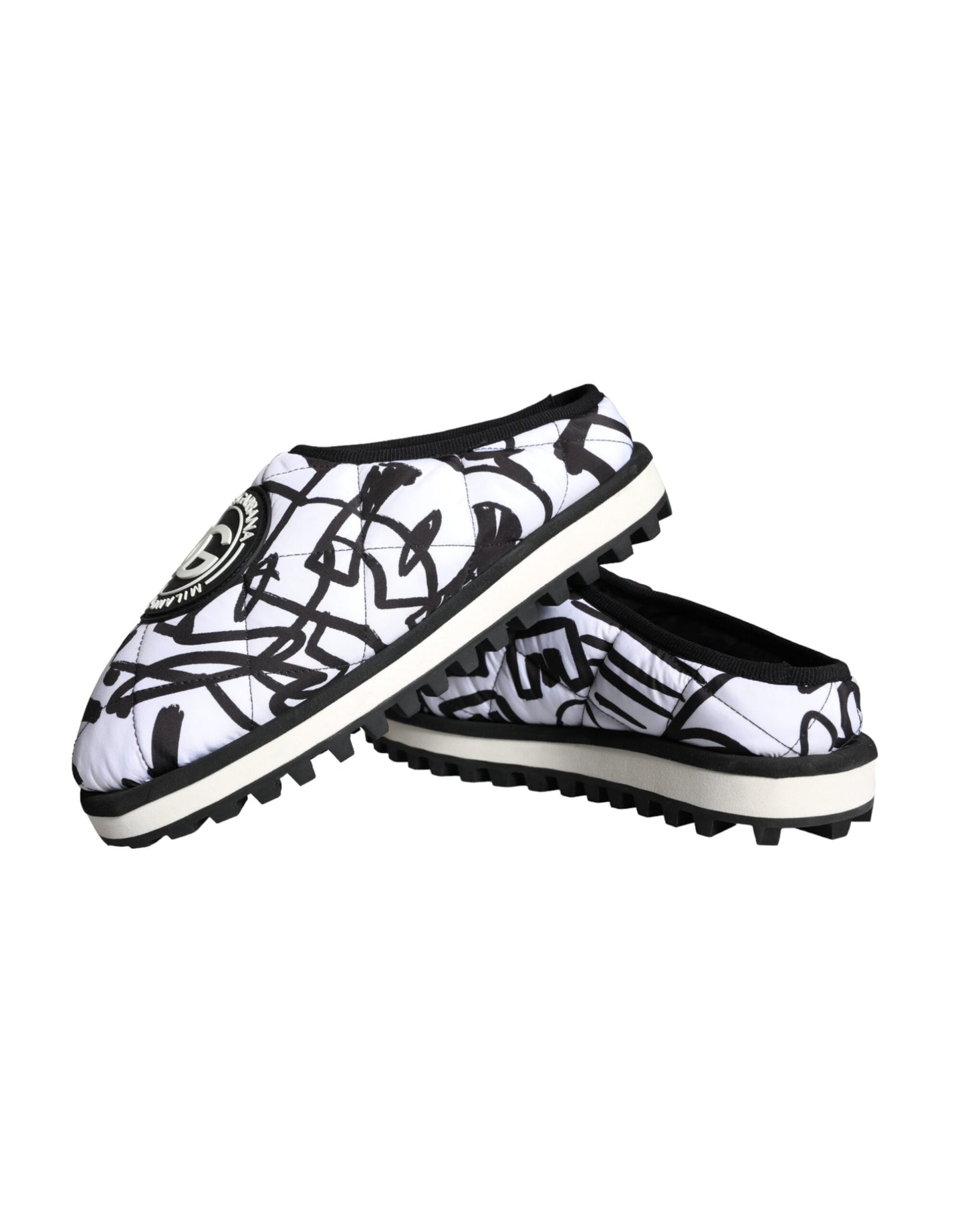 Dolce & Gabbana – Sandalen mit gestepptem Logo in Schwarz und Weiß