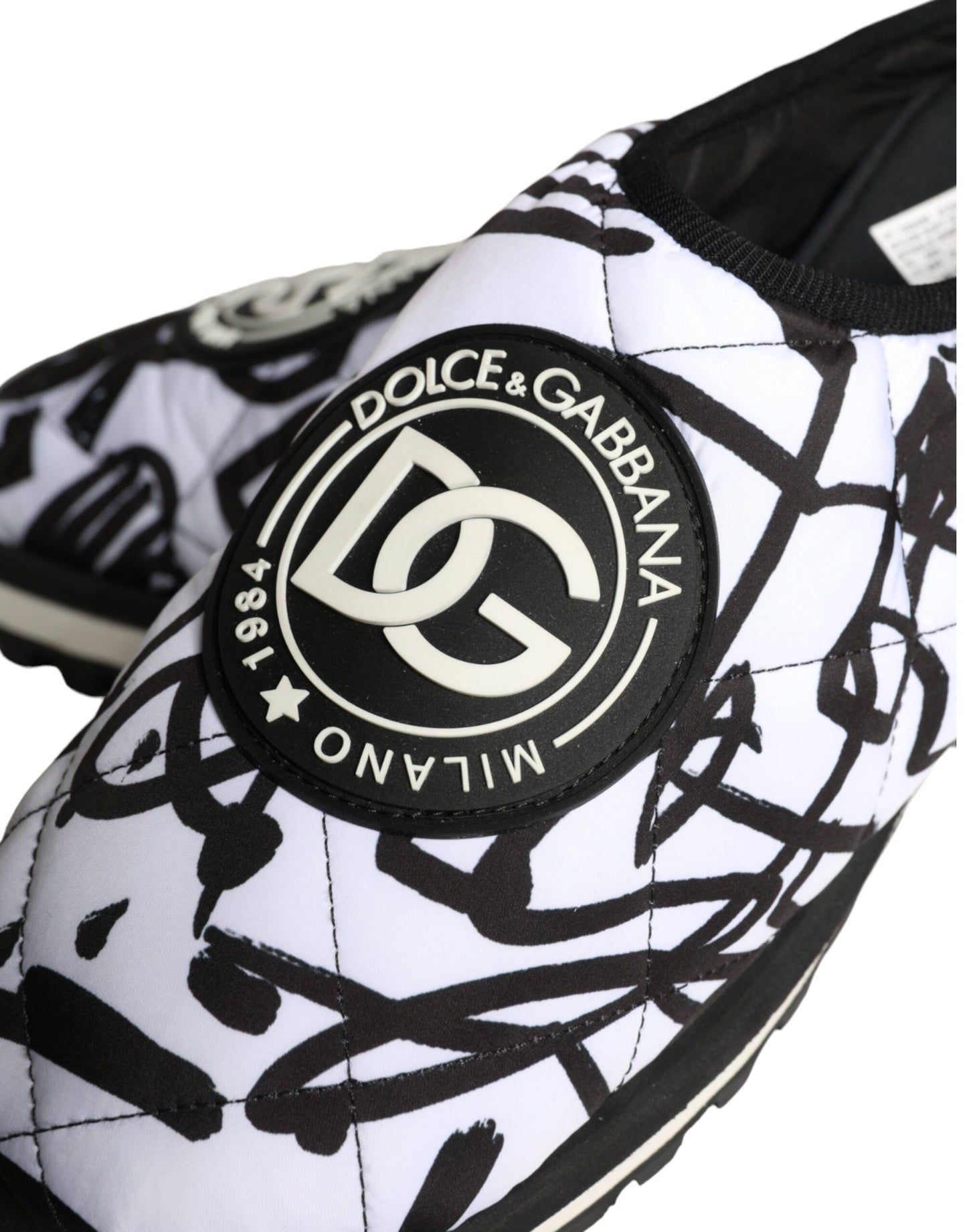 Dolce & Gabbana – Sandalen mit gestepptem Logo in Schwarz und Weiß