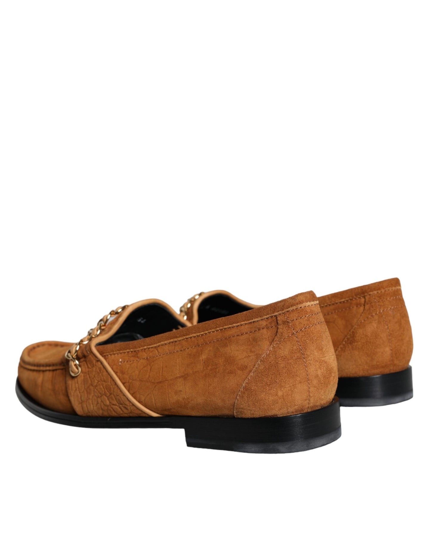 Dolce & Gabbana Brown Velvet Leather Logo Moccasin Slip On Shoes