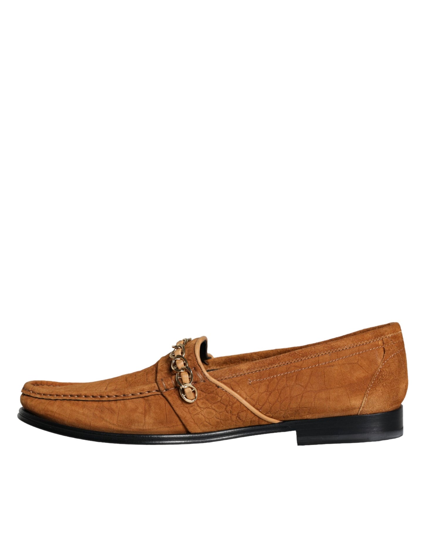 Dolce & Gabbana Brown Velvet Leather Logo Moccasin Slip On Shoes