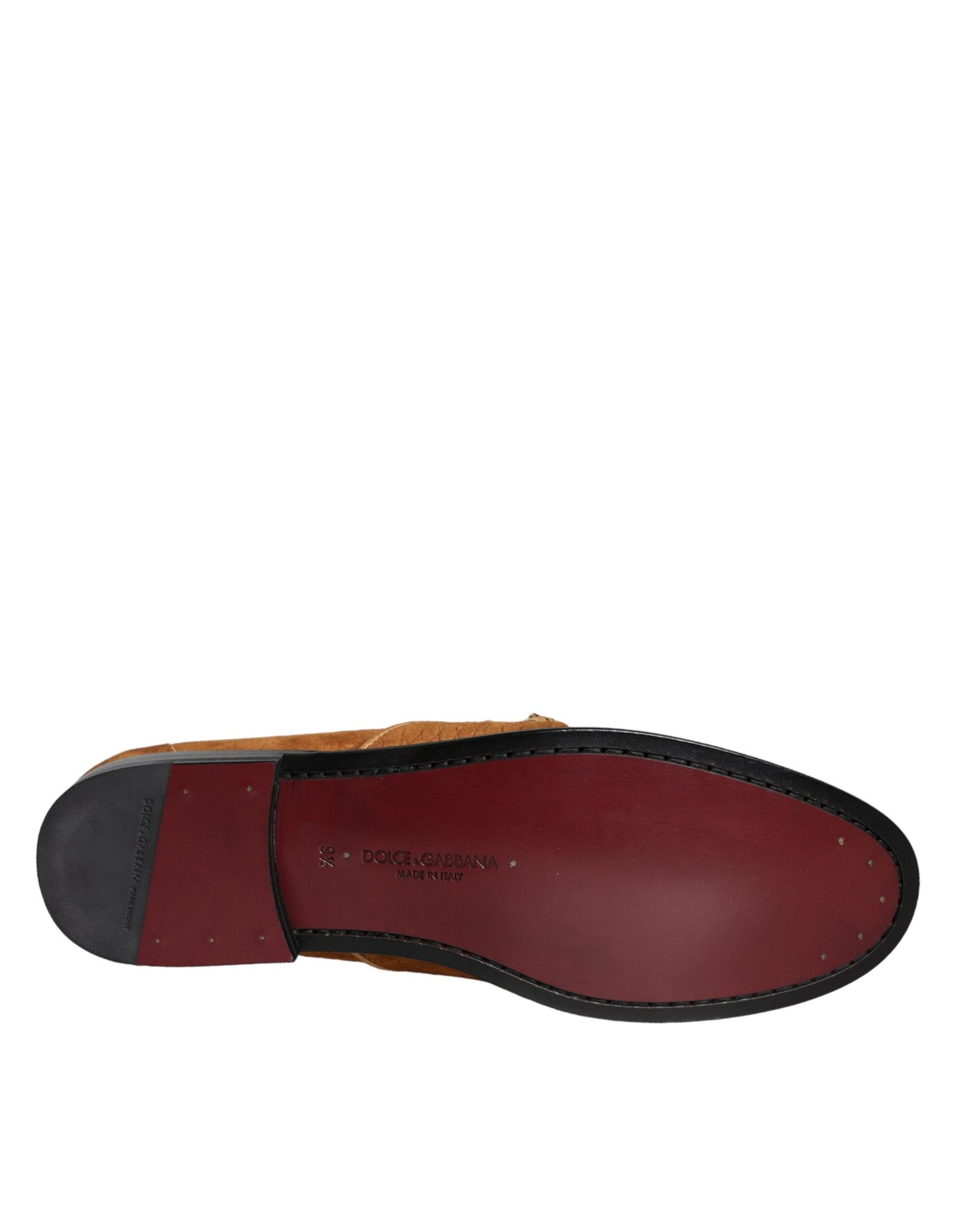 Dolce & Gabbana Brown Velvet Leather Logo Moccasin Slip On Shoes
