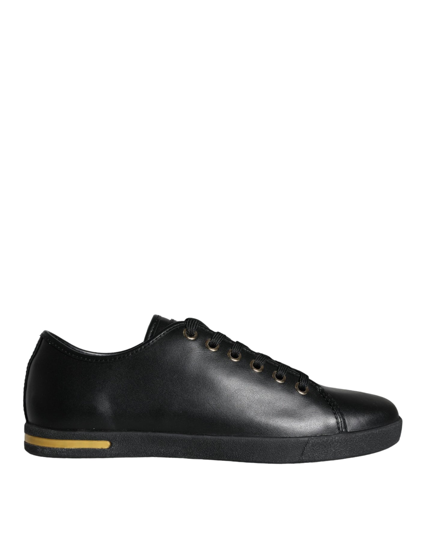 Dolce & Gabbana Klassische Sneakers aus schwarzem und goldenem Leder