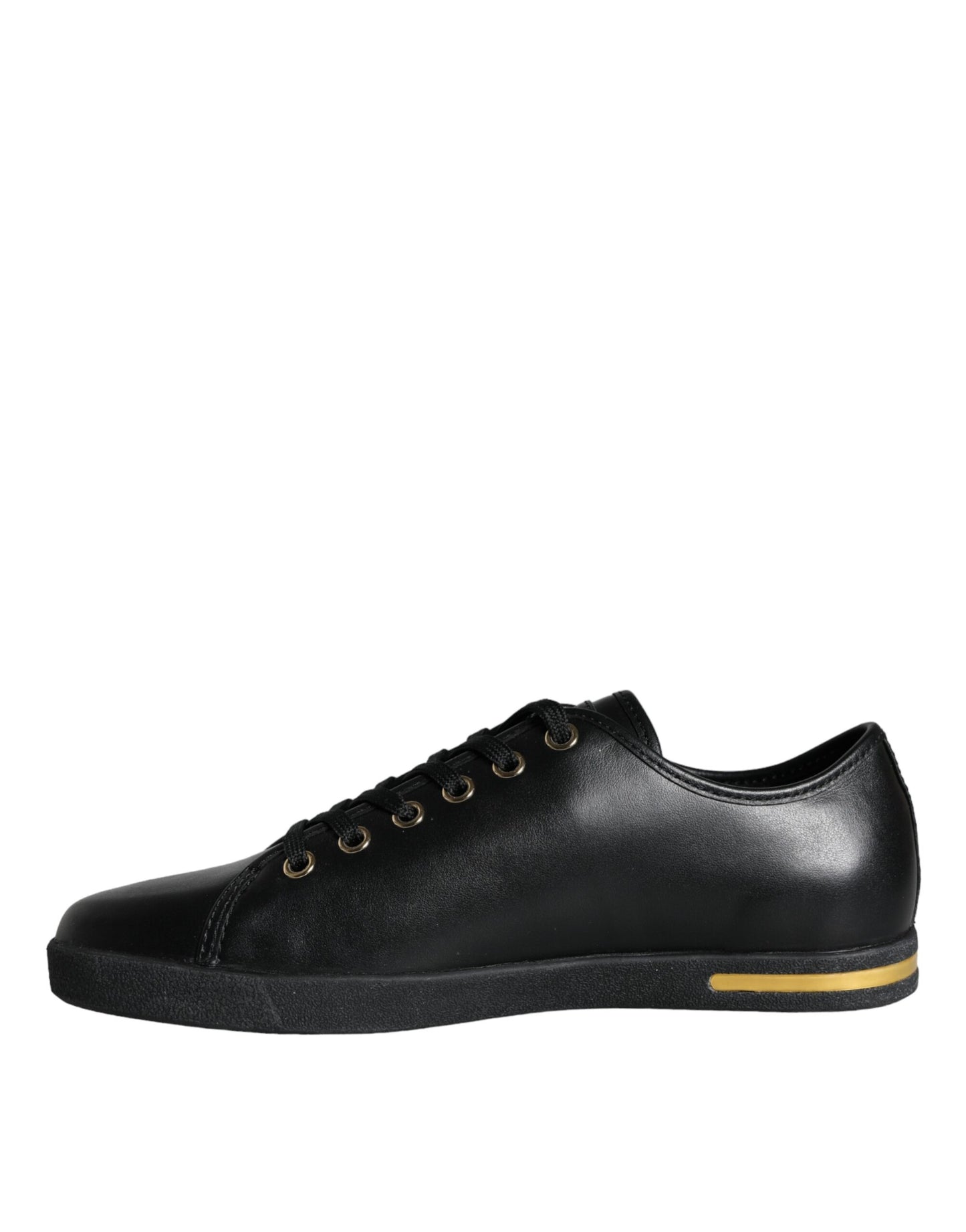 Dolce & Gabbana Klassische Sneakers aus schwarzem und goldenem Leder