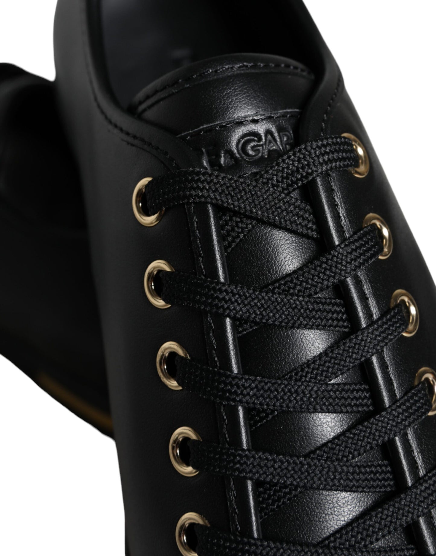 Dolce & Gabbana Klassische Sneakers aus schwarzem und goldenem Leder