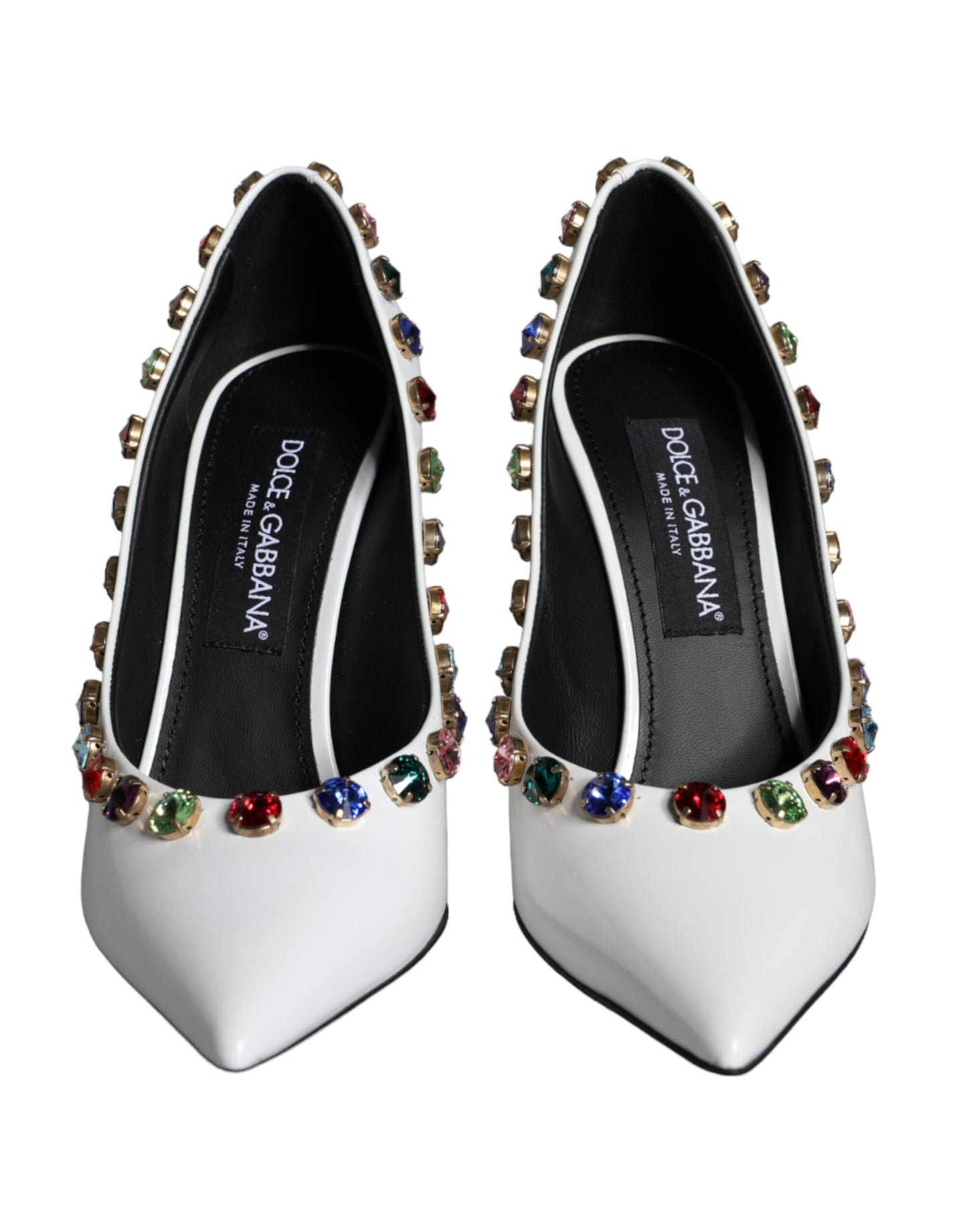 Dolce & Gabbana Weiße Kristall Leder High Heels Pumps Schuhe