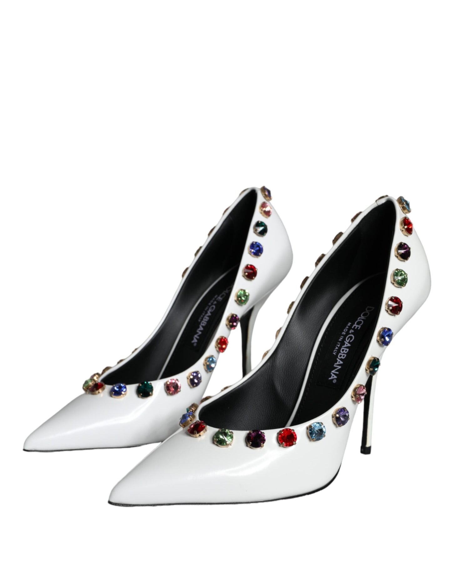 Dolce & Gabbana Weiße Kristall Leder High Heels Pumps Schuhe