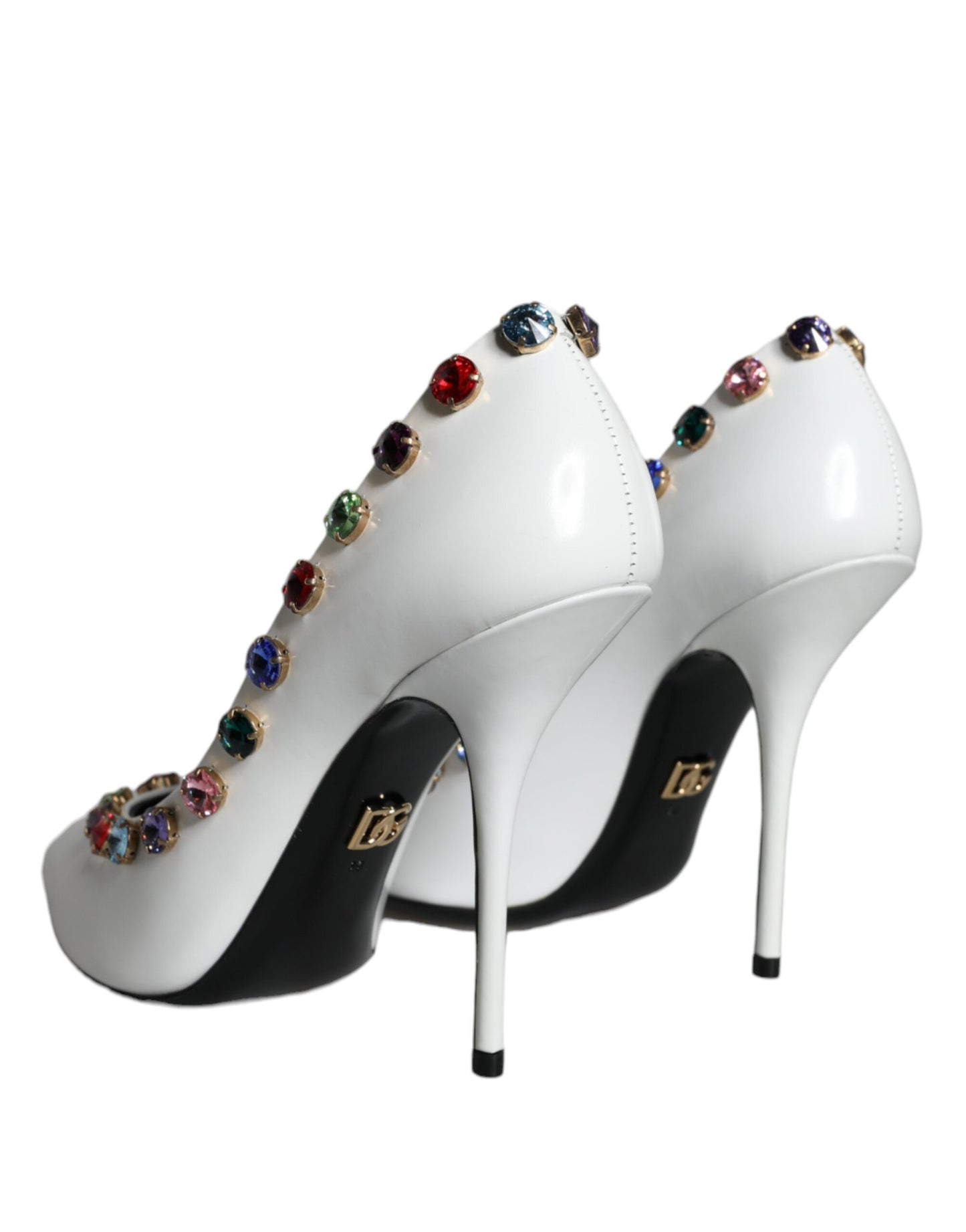 Dolce & Gabbana Weiße Kristall Leder High Heels Pumps Schuhe