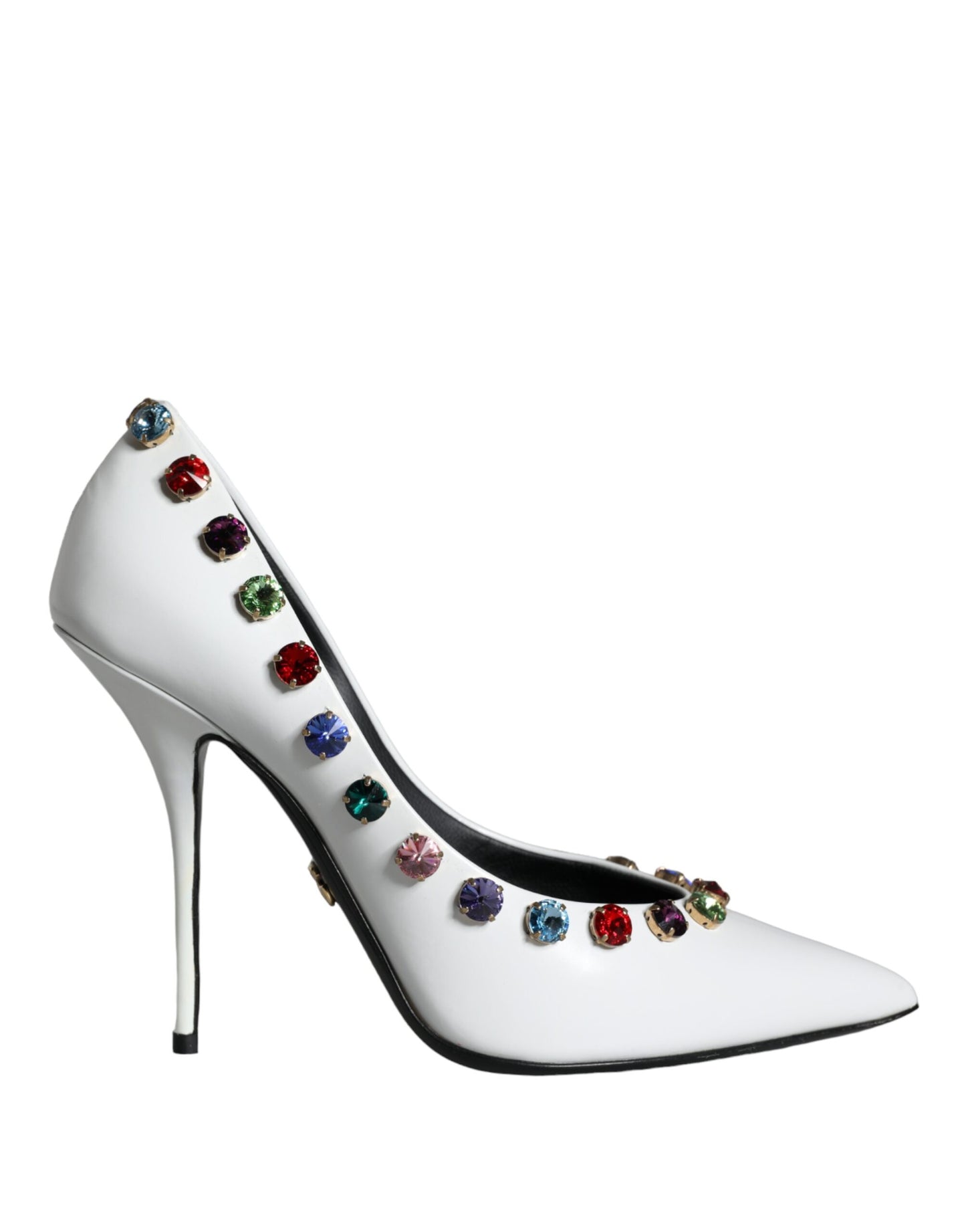 Dolce & Gabbana Weiße Kristall Leder High Heels Pumps Schuhe