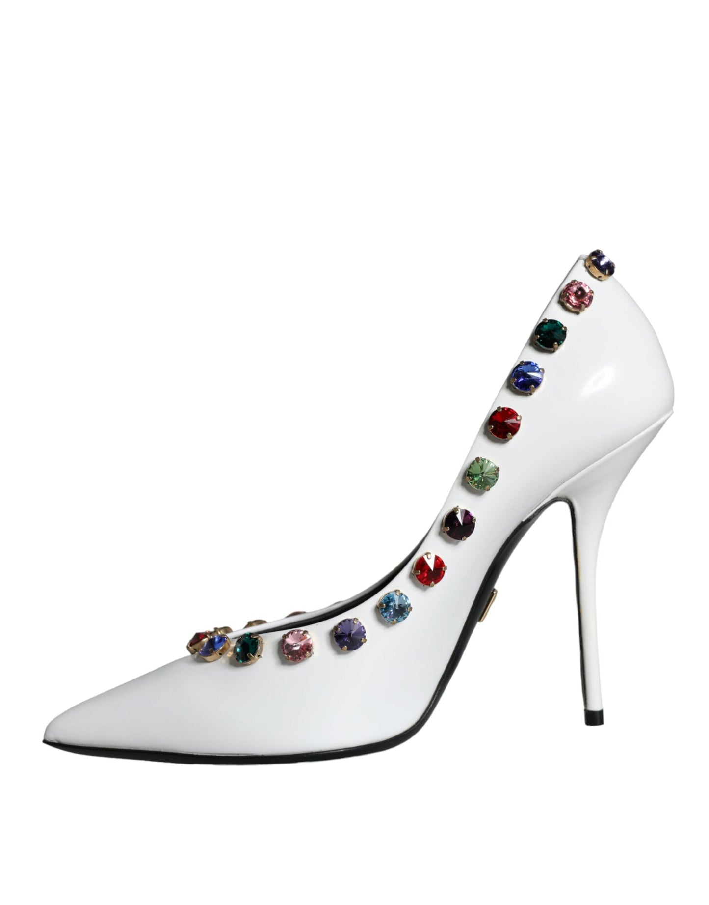 Dolce & Gabbana Weiße Kristall Leder High Heels Pumps Schuhe