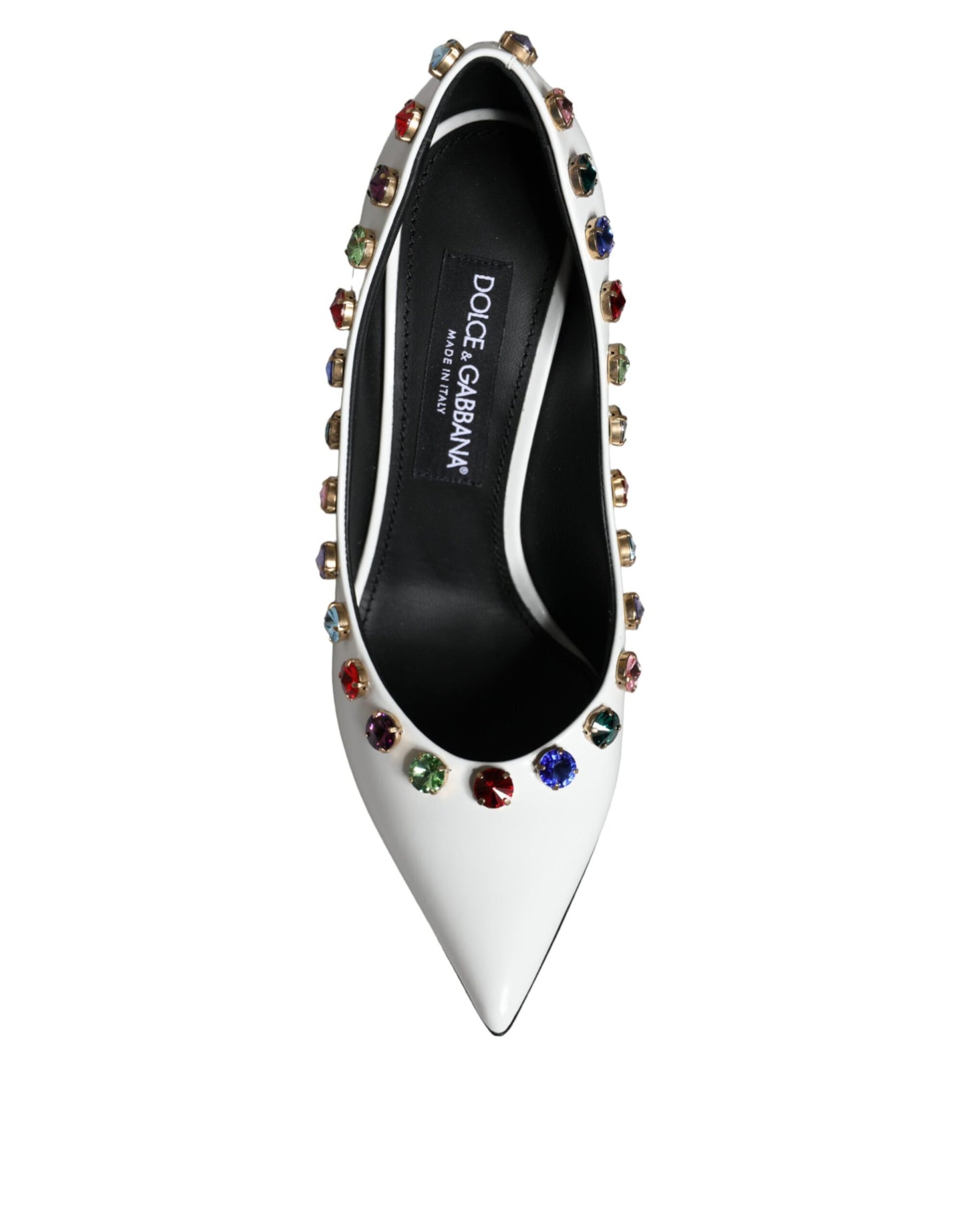 Dolce & Gabbana Weiße Kristall Leder High Heels Pumps Schuhe
