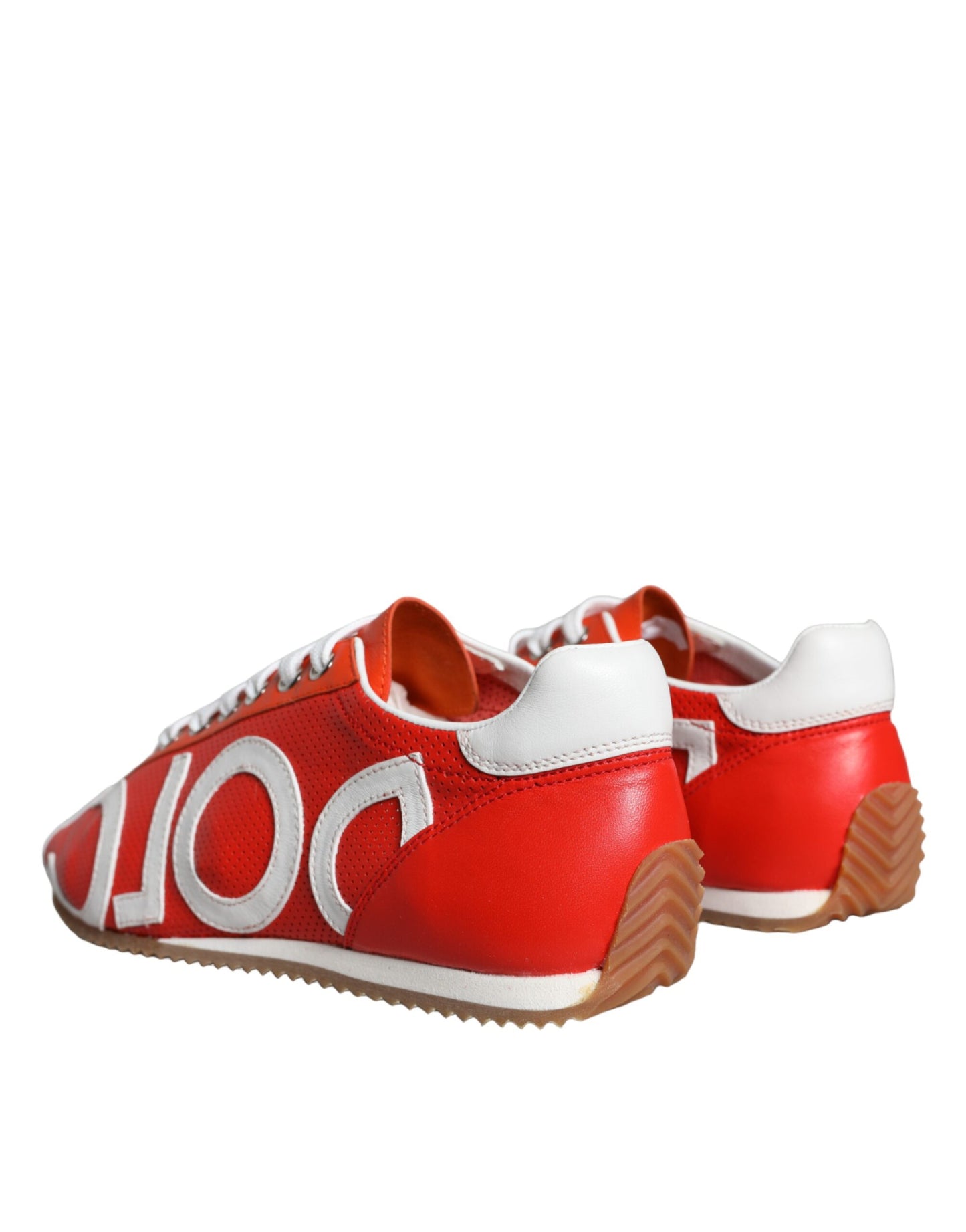 Dolce & Gabbana Rot Weiß Leder Logo Casual Sneakers Schuhe