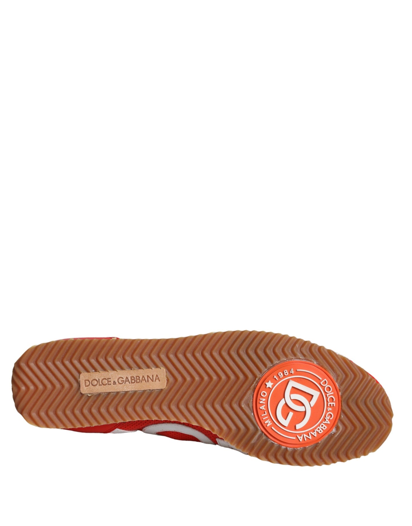 Dolce & Gabbana Rot Weiß Leder Logo Casual Sneakers Schuhe