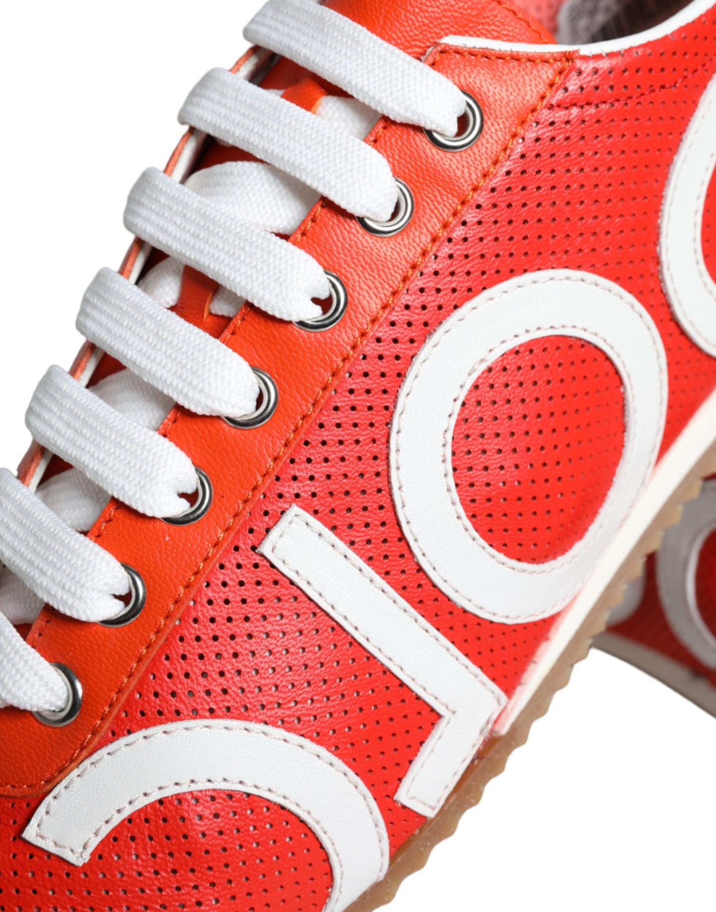 Dolce & Gabbana Rot Weiß Leder Logo Casual Sneakers Schuhe