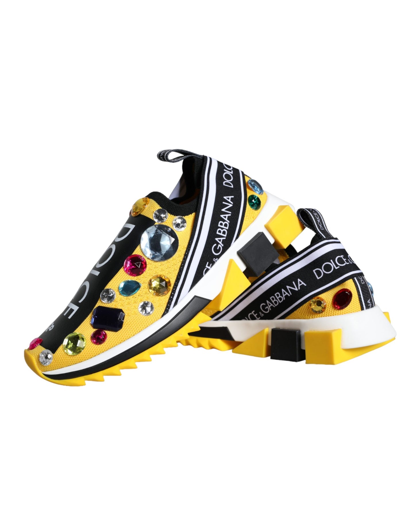 Dolce & Gabbana Gelbe Sorrento Kristalle Sneakers Damenschuhe