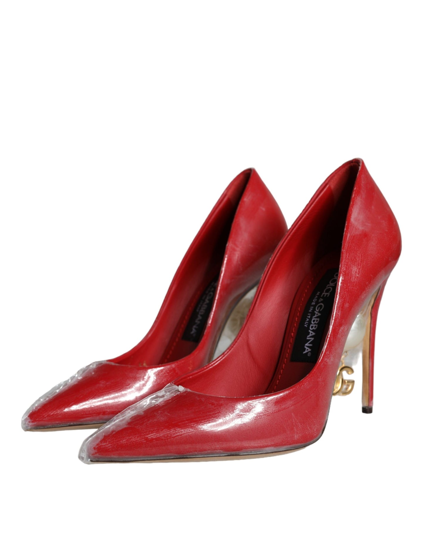 Dolce & Gabbana Rote Lackleder Kunstperlen Heels Pumps Schuhe