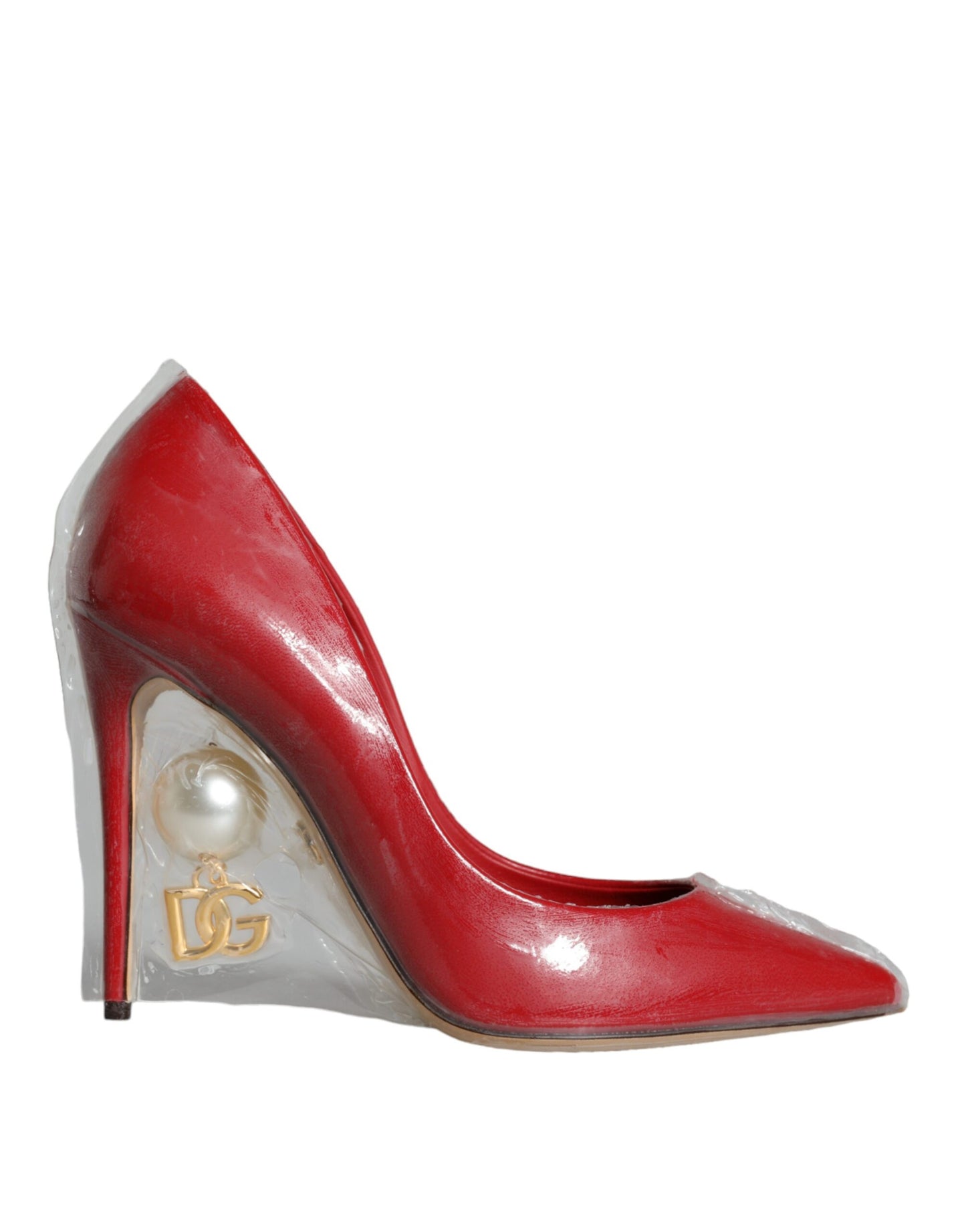Dolce & Gabbana Rote Lackleder Kunstperlen Heels Pumps Schuhe