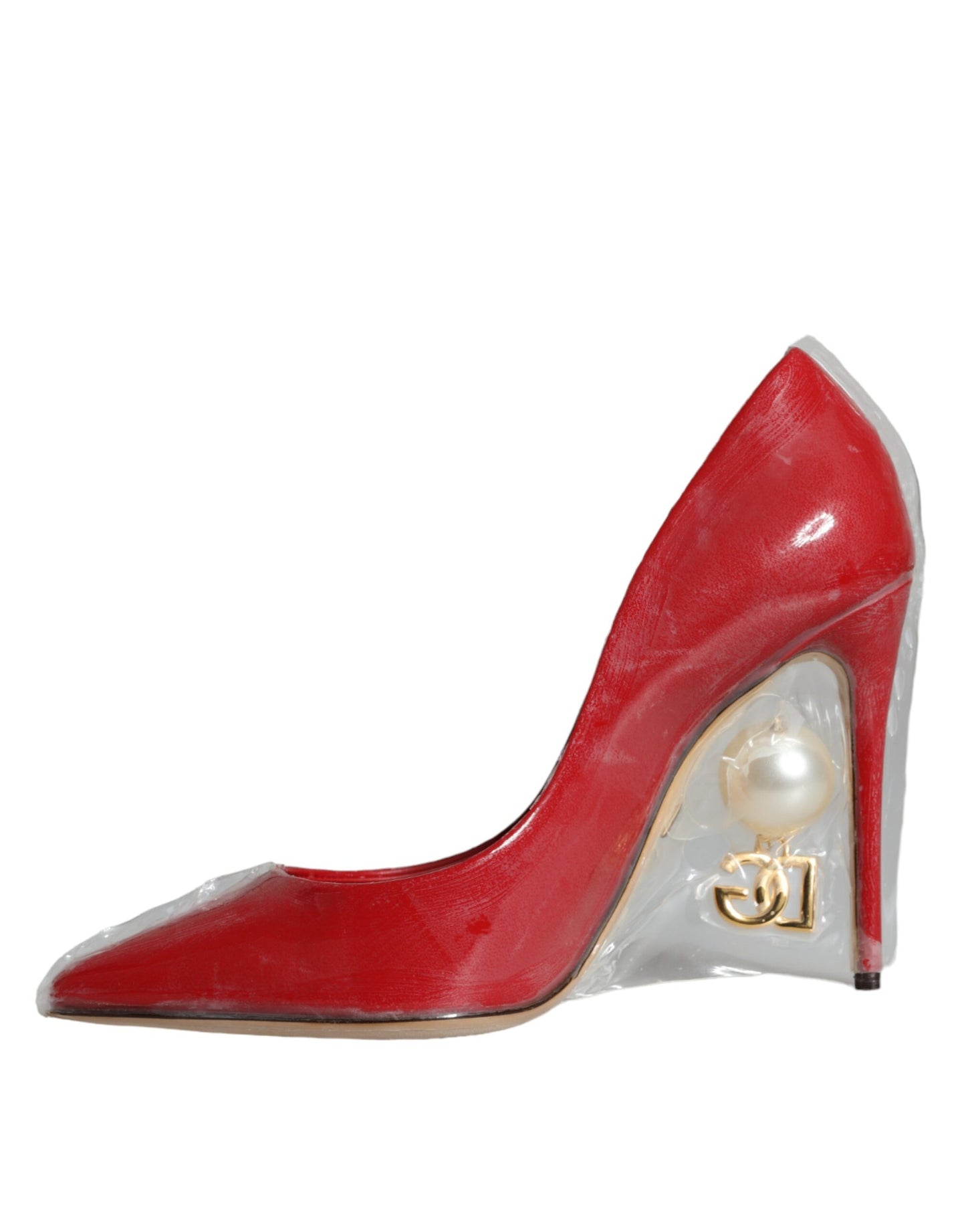 Dolce & Gabbana Rote Lackleder Kunstperlen Heels Pumps Schuhe