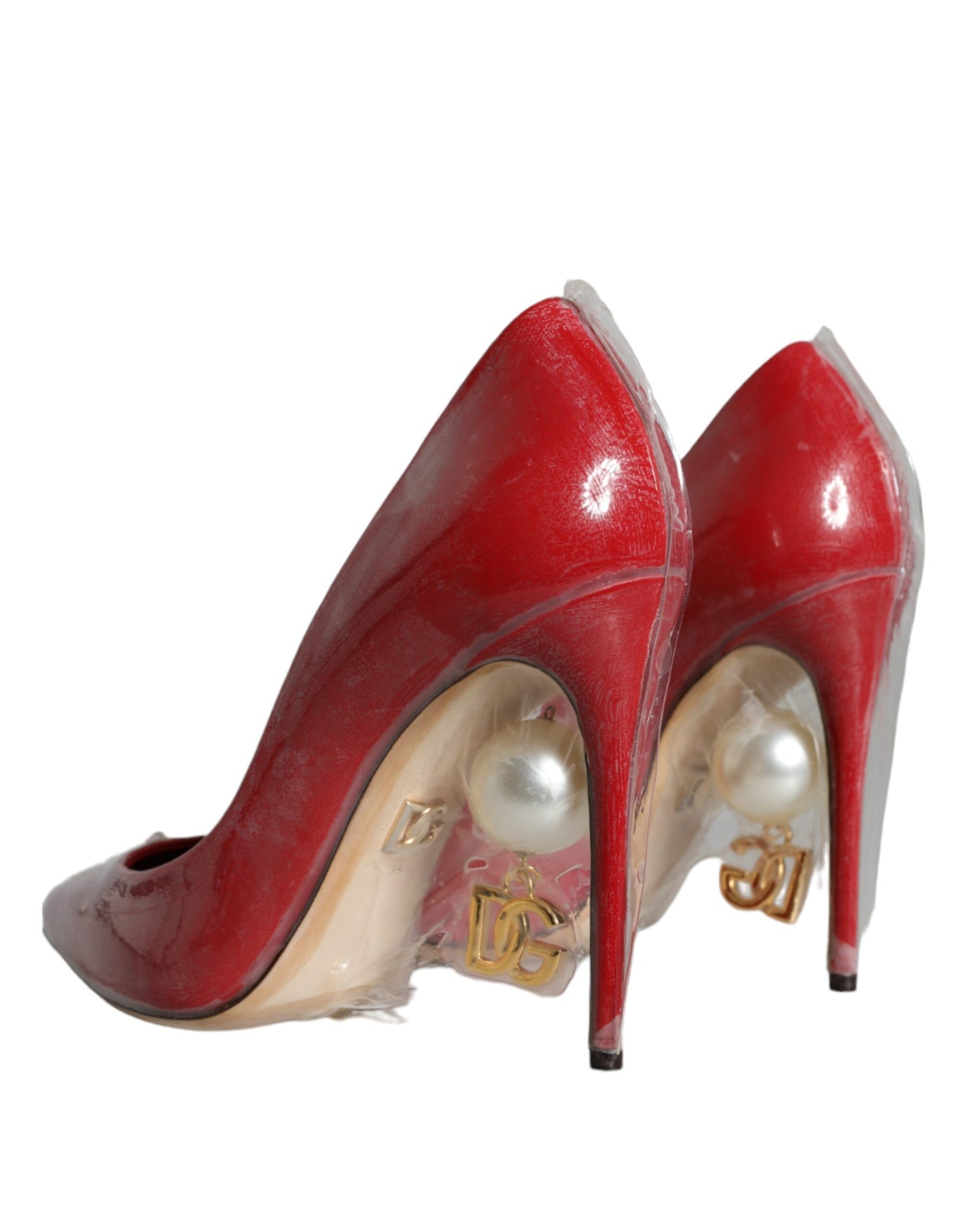 Dolce & Gabbana Rote Lackleder Kunstperlen Heels Pumps Schuhe