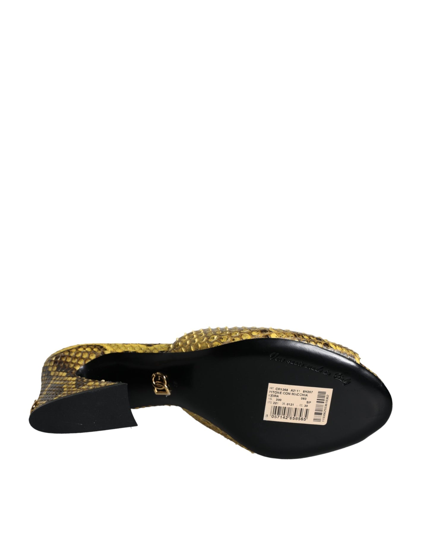 Dolce & Gabbana – Gelbe Slides aus Leder mit Blockabsatz