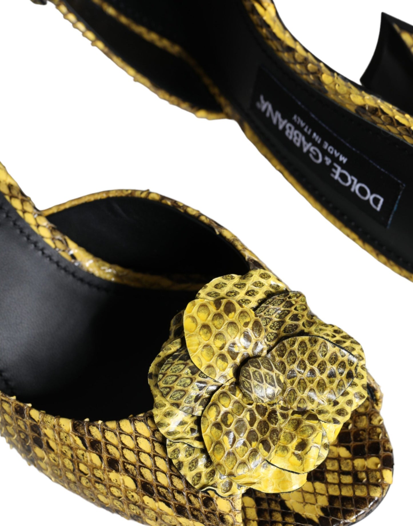 Dolce & Gabbana – Gelbe Slides aus Leder mit Blockabsatz