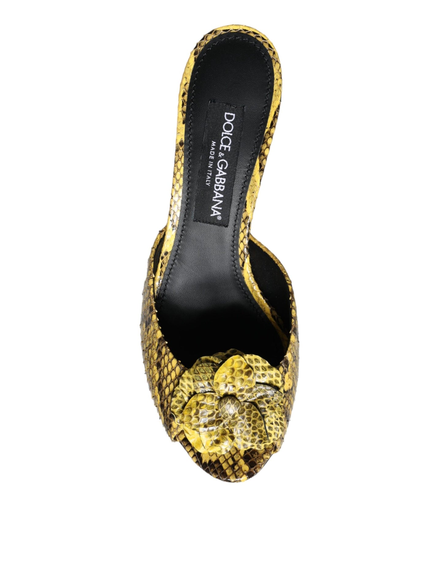 Dolce & Gabbana – Gelbe Slides aus Leder mit Blockabsatz