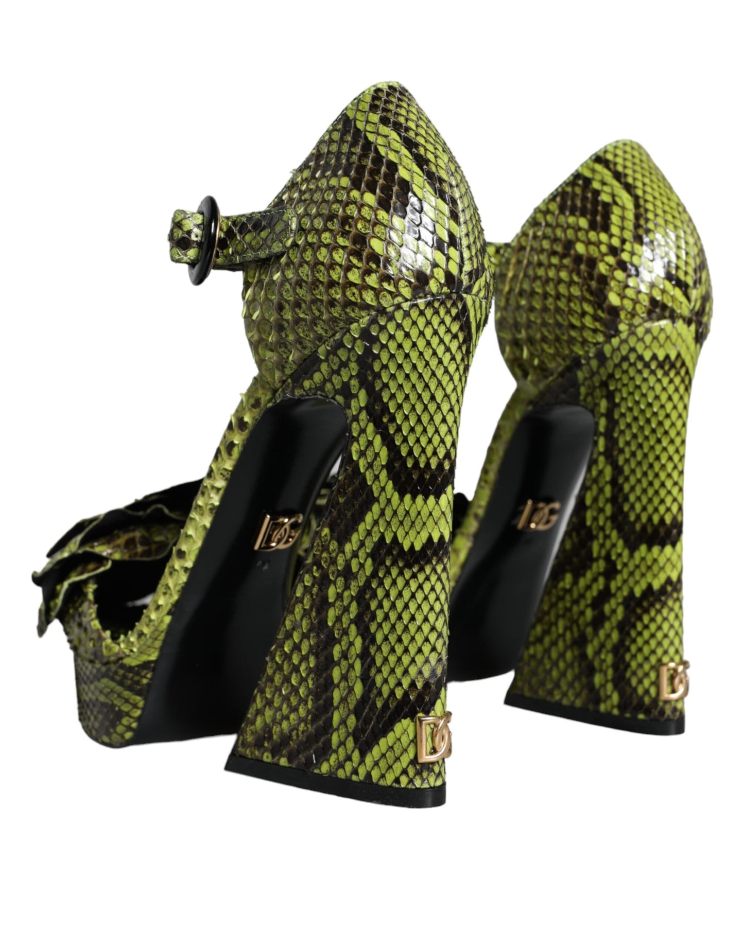 Dolce & Gabbana Grüne Exotische Leder Knöchelriemen Heels Sandalen Schuhe