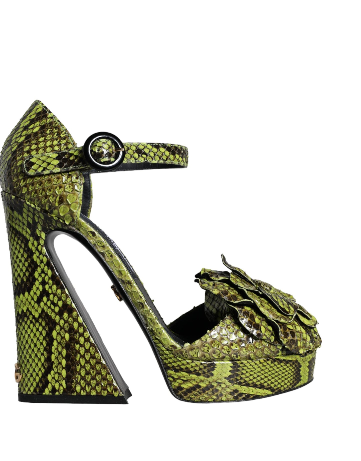 Dolce & Gabbana Grüne Exotische Leder Knöchelriemen Heels Sandalen Schuhe