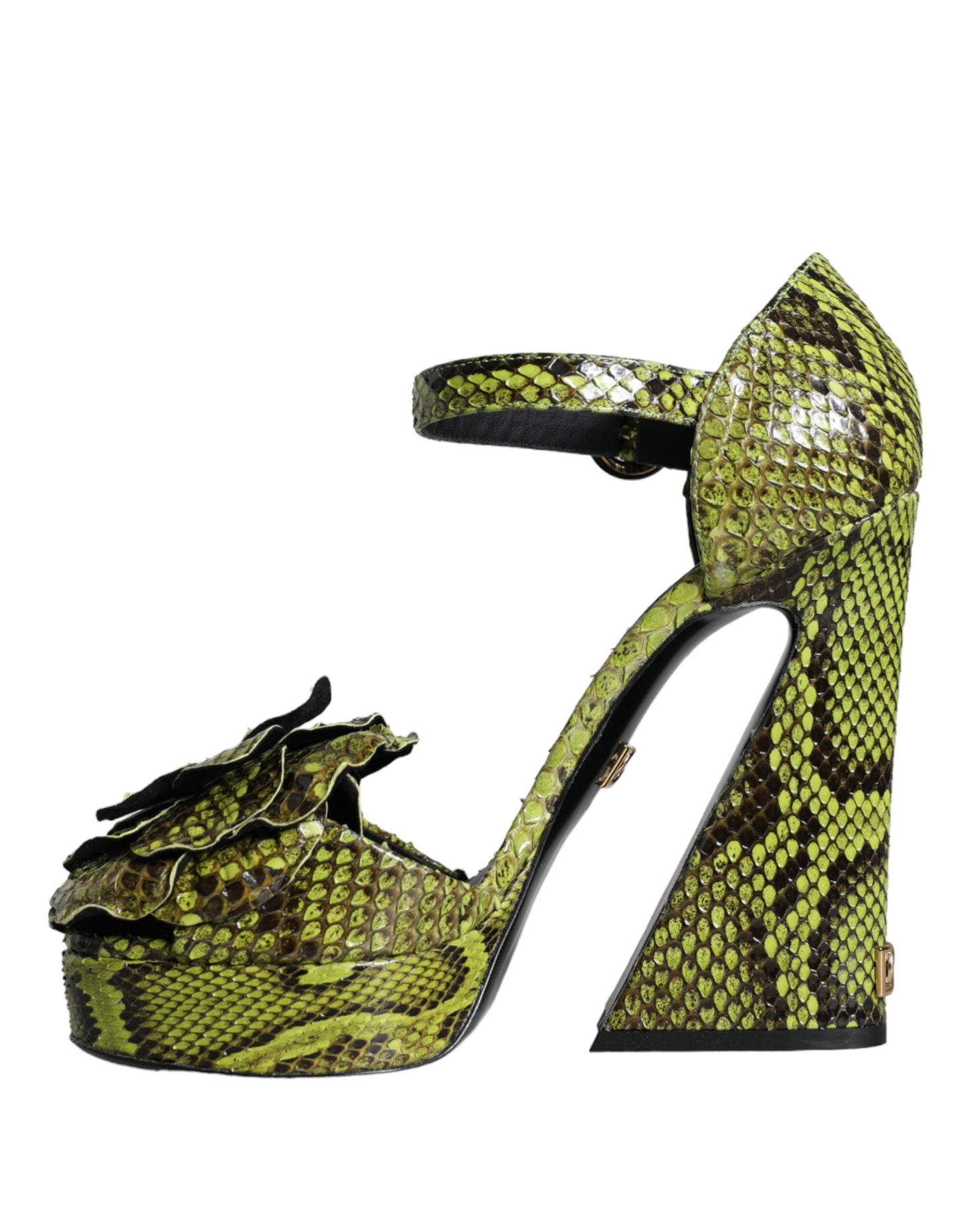 Dolce & Gabbana Grüne Exotische Leder Knöchelriemen Heels Sandalen Schuhe