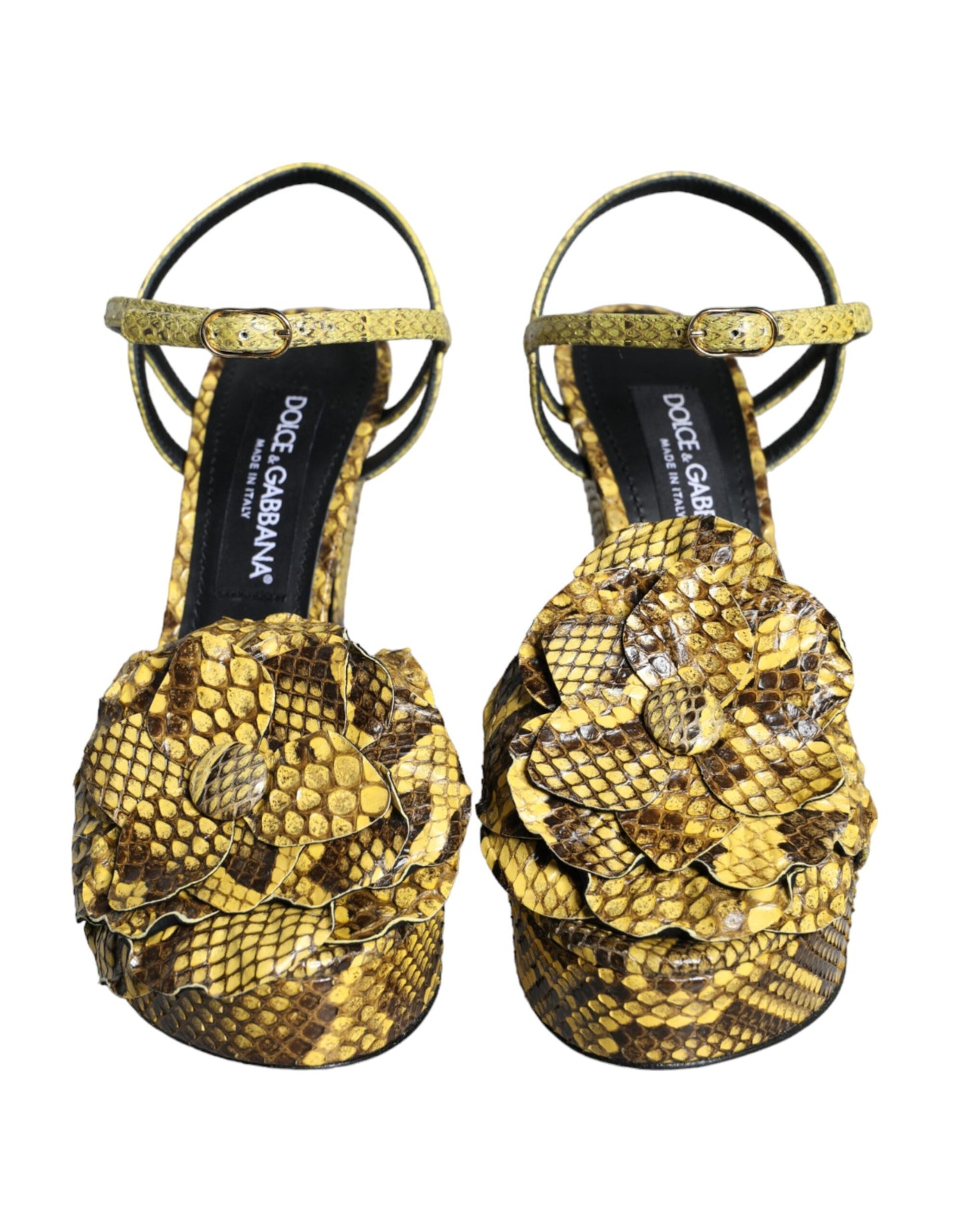 Dolce & Gabbana Gelb Exotisches Leder Knöchelriemen Heels Sandalen Schuhe