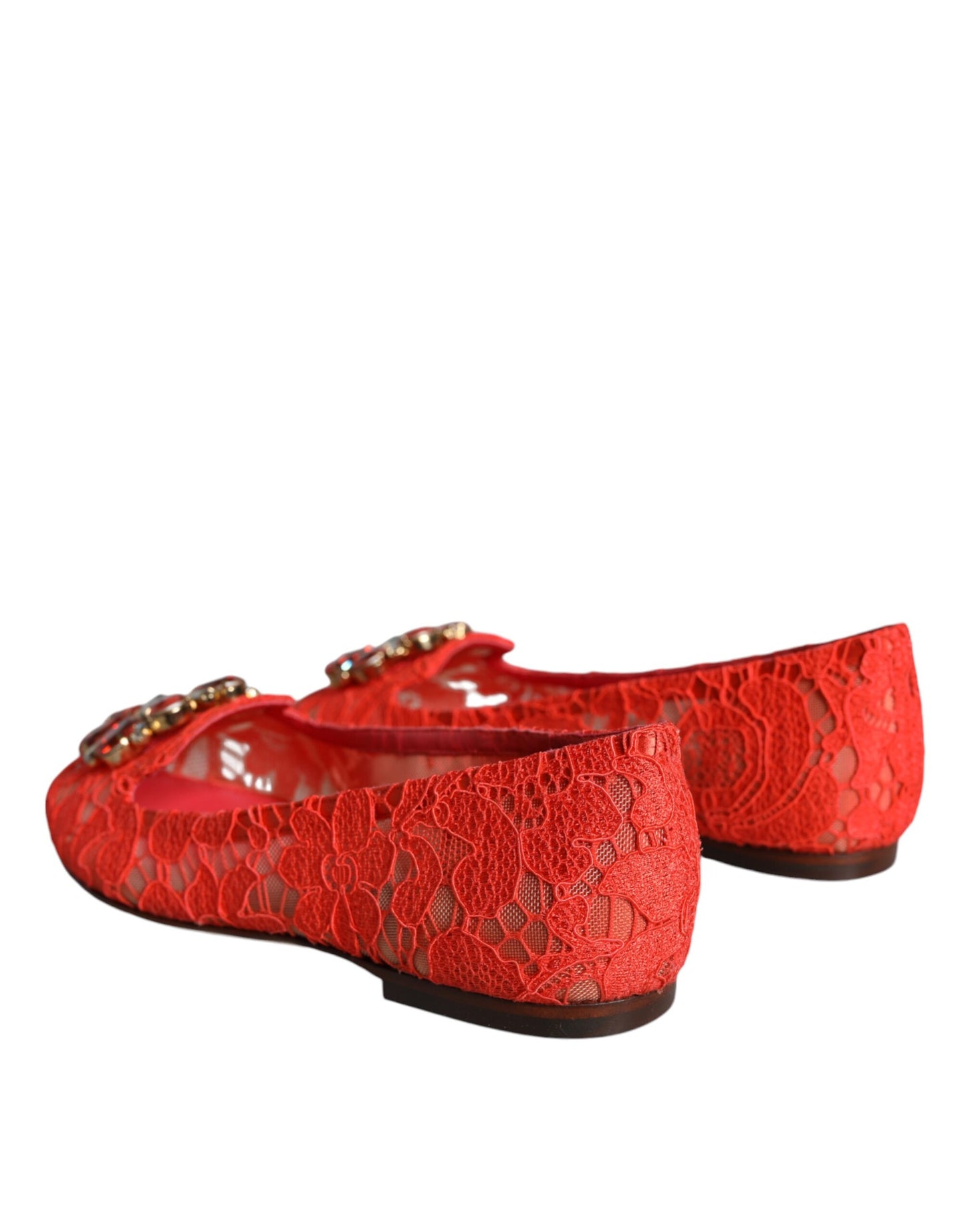 Dolce & Gabbana – Ballerinas mit Kristallen in Korallenrot