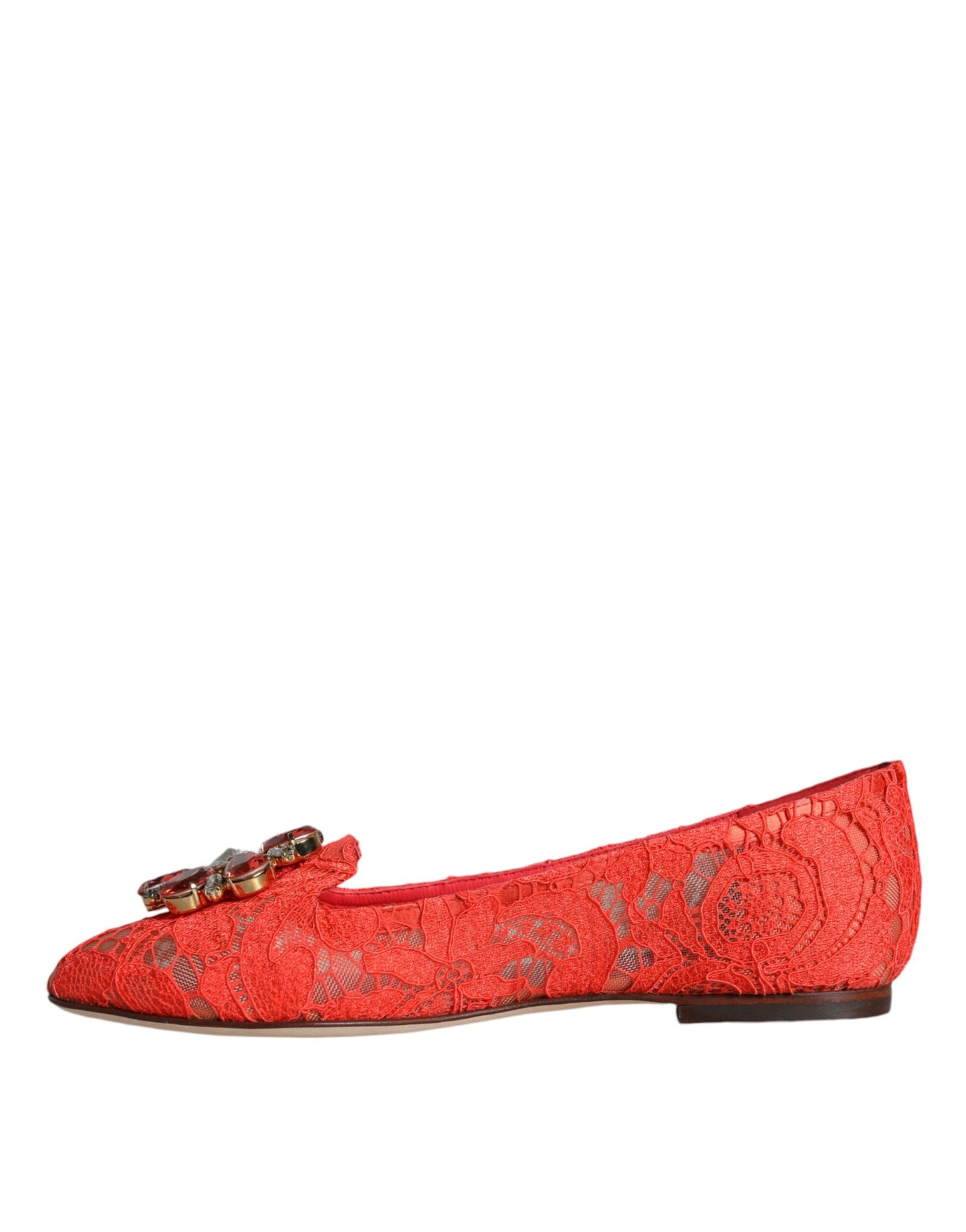 Dolce & Gabbana – Ballerinas mit Kristallen in Korallenrot