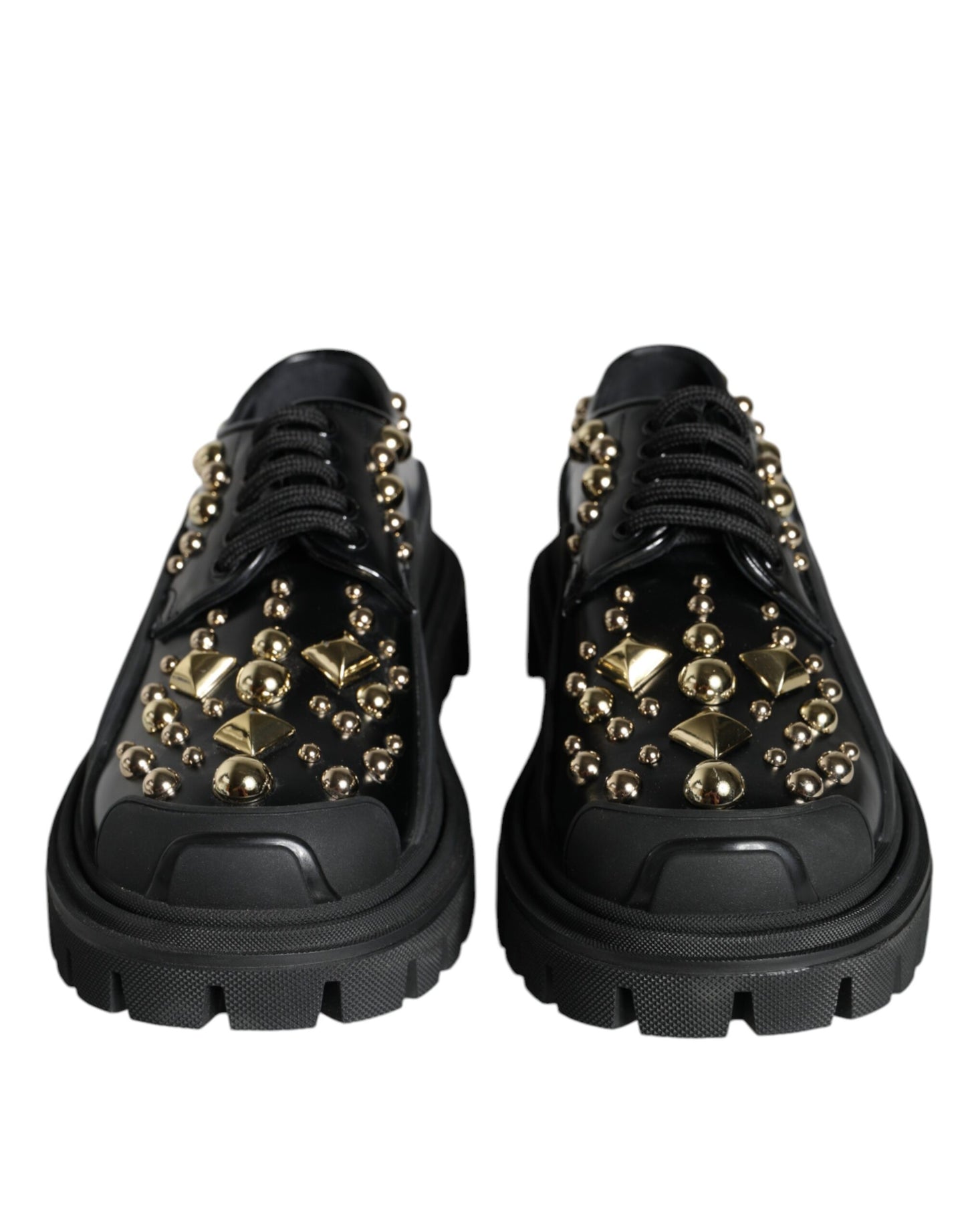 Dolce & Gabbana – Trekking-Derby-Schuhe aus schwarzem Leder mit Verzierung