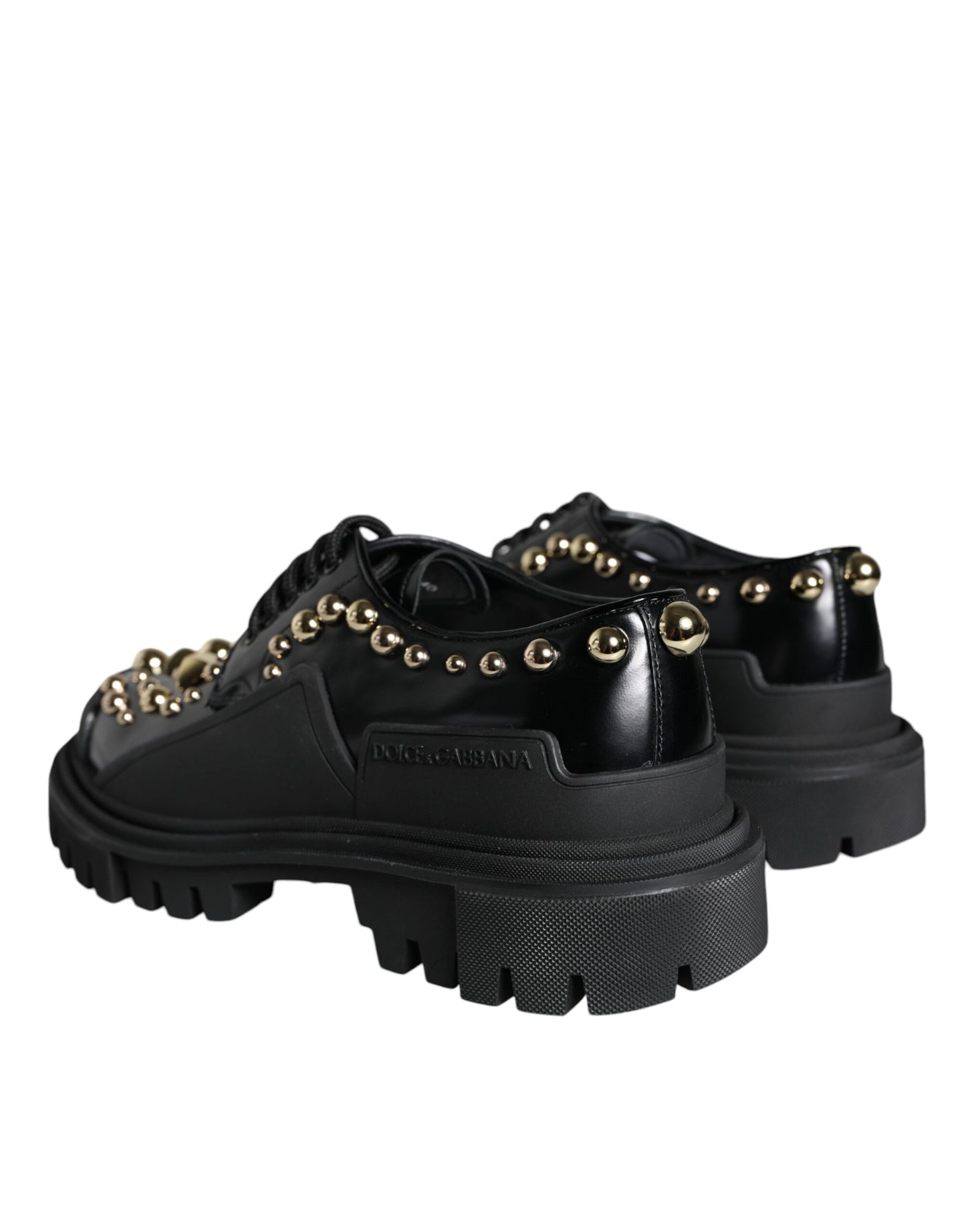 Dolce & Gabbana – Trekking-Derby-Schuhe aus schwarzem Leder mit Verzierung