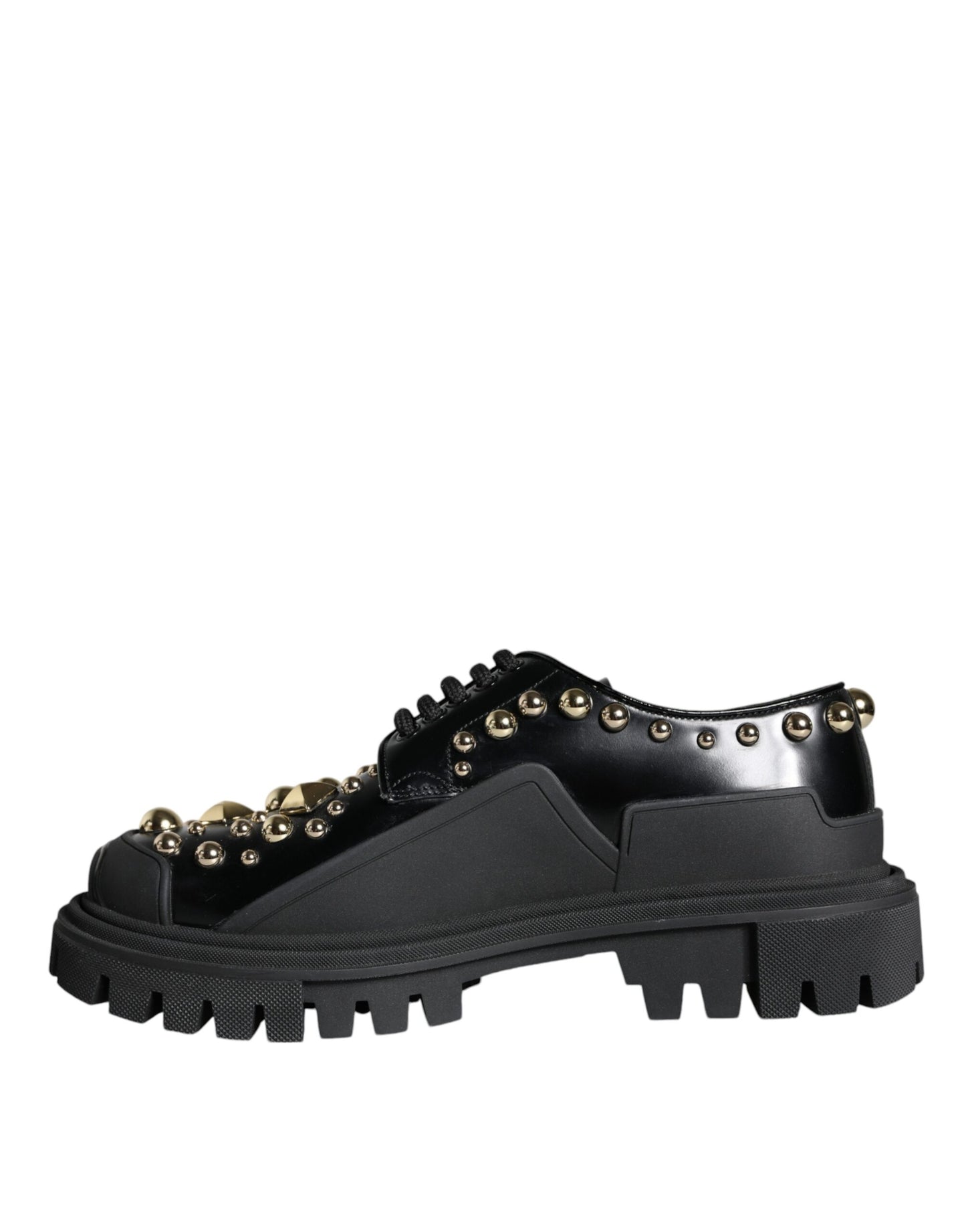 Dolce & Gabbana – Trekking-Derby-Schuhe aus schwarzem Leder mit Verzierung
