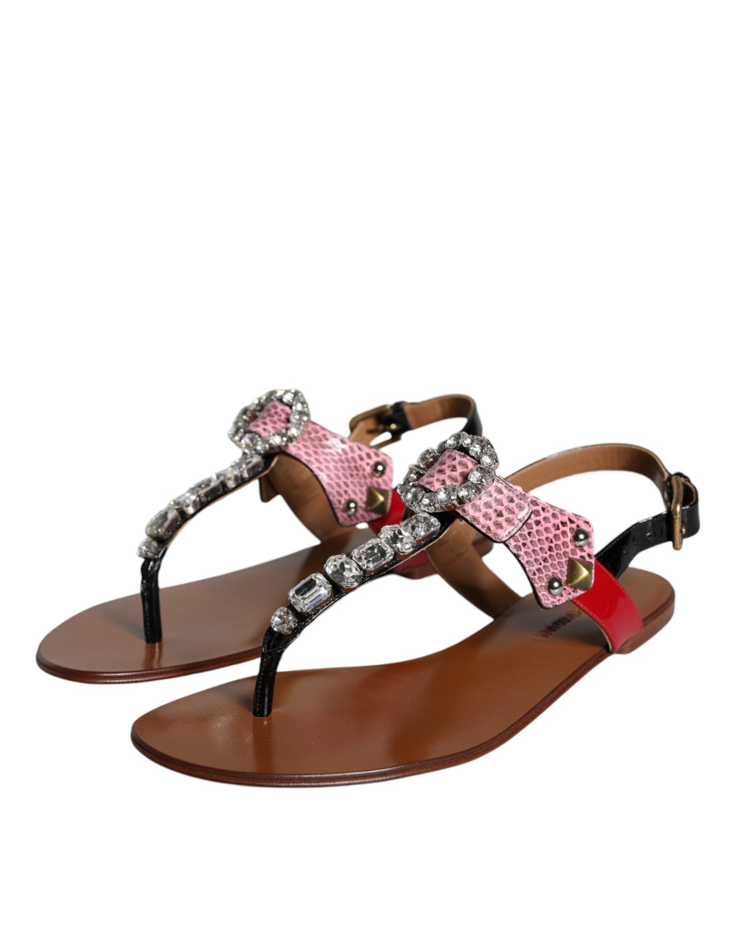 Dolce & Gabbana Multicolor Crystal Sandalen Flip Flops Schuhe