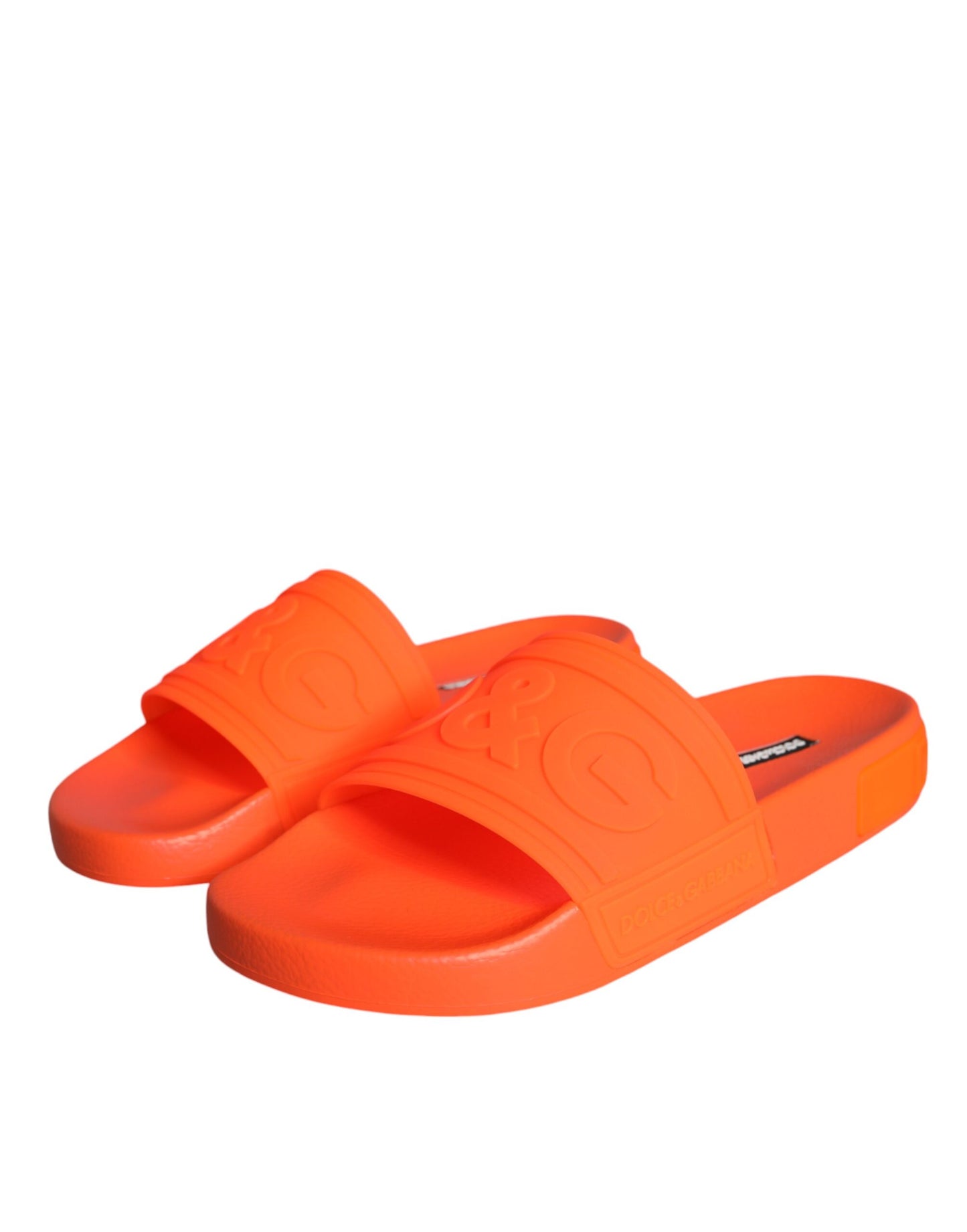Dolce & Gabbana Orange Gummi Slides Sandalen Beachwear Schuhe