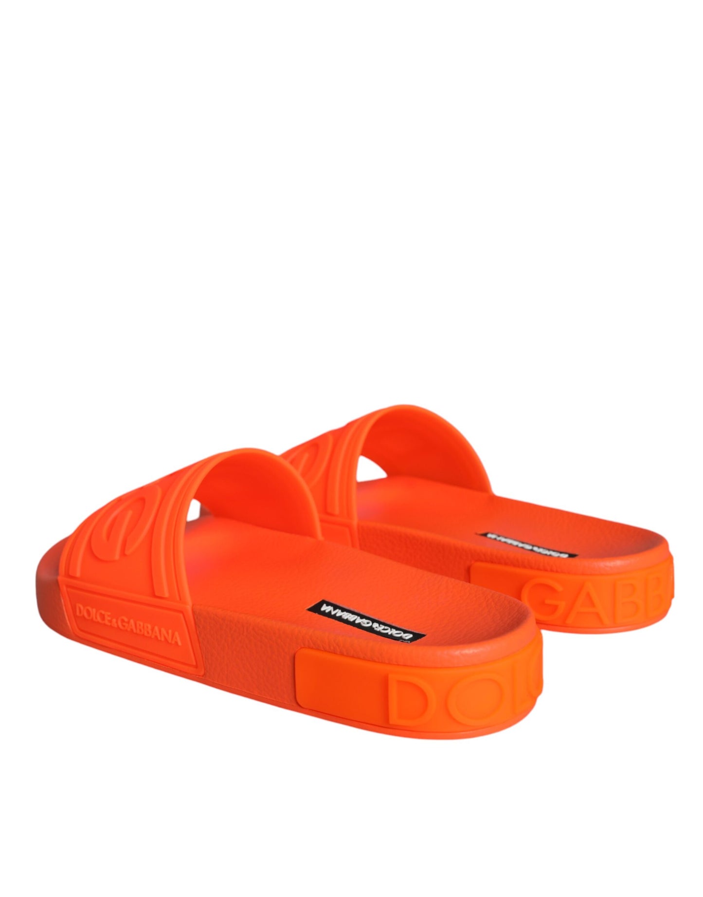 Dolce & Gabbana Orange Gummi Slides Sandalen Beachwear Schuhe