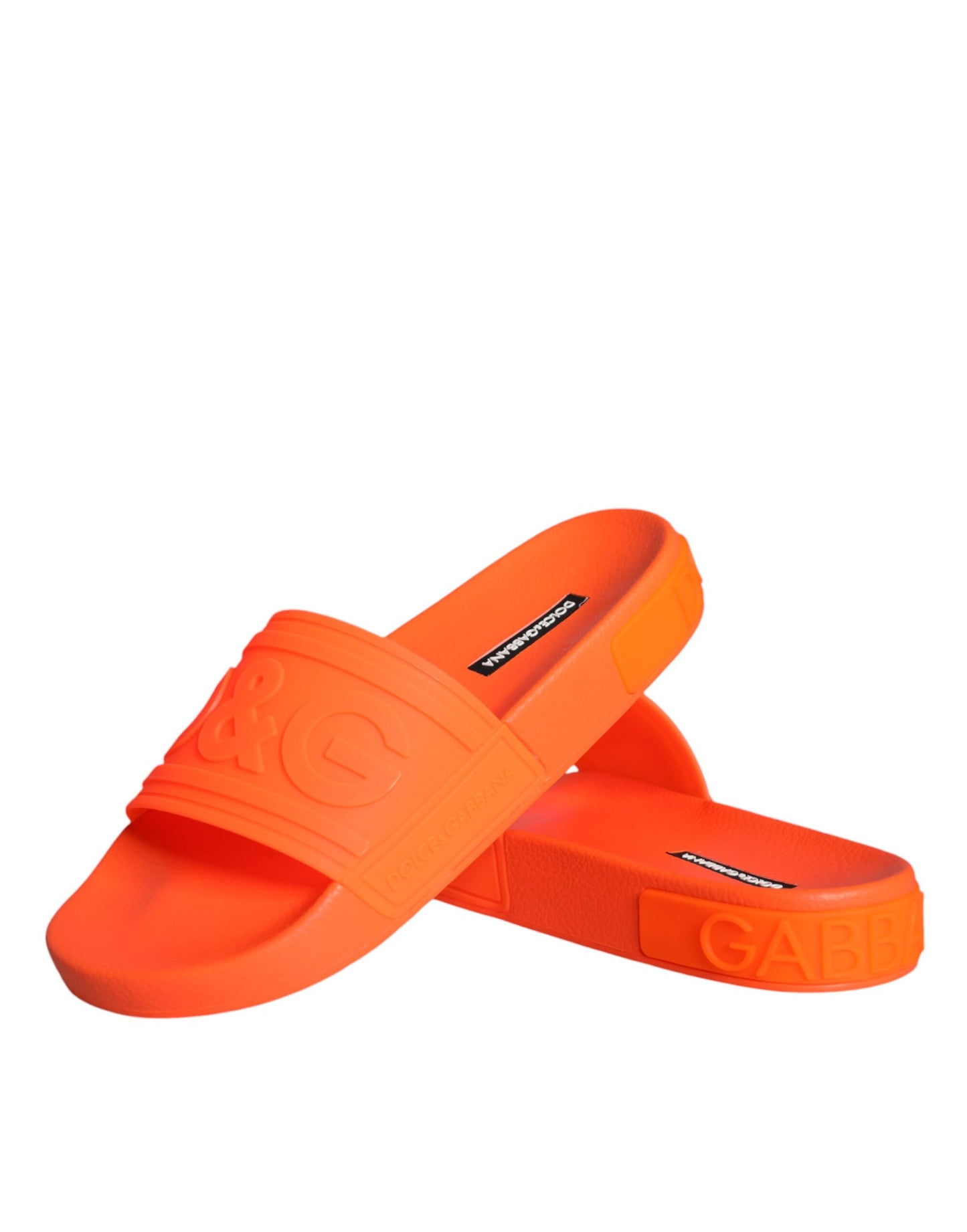 Dolce & Gabbana Orange Gummi Slides Sandalen Beachwear Schuhe