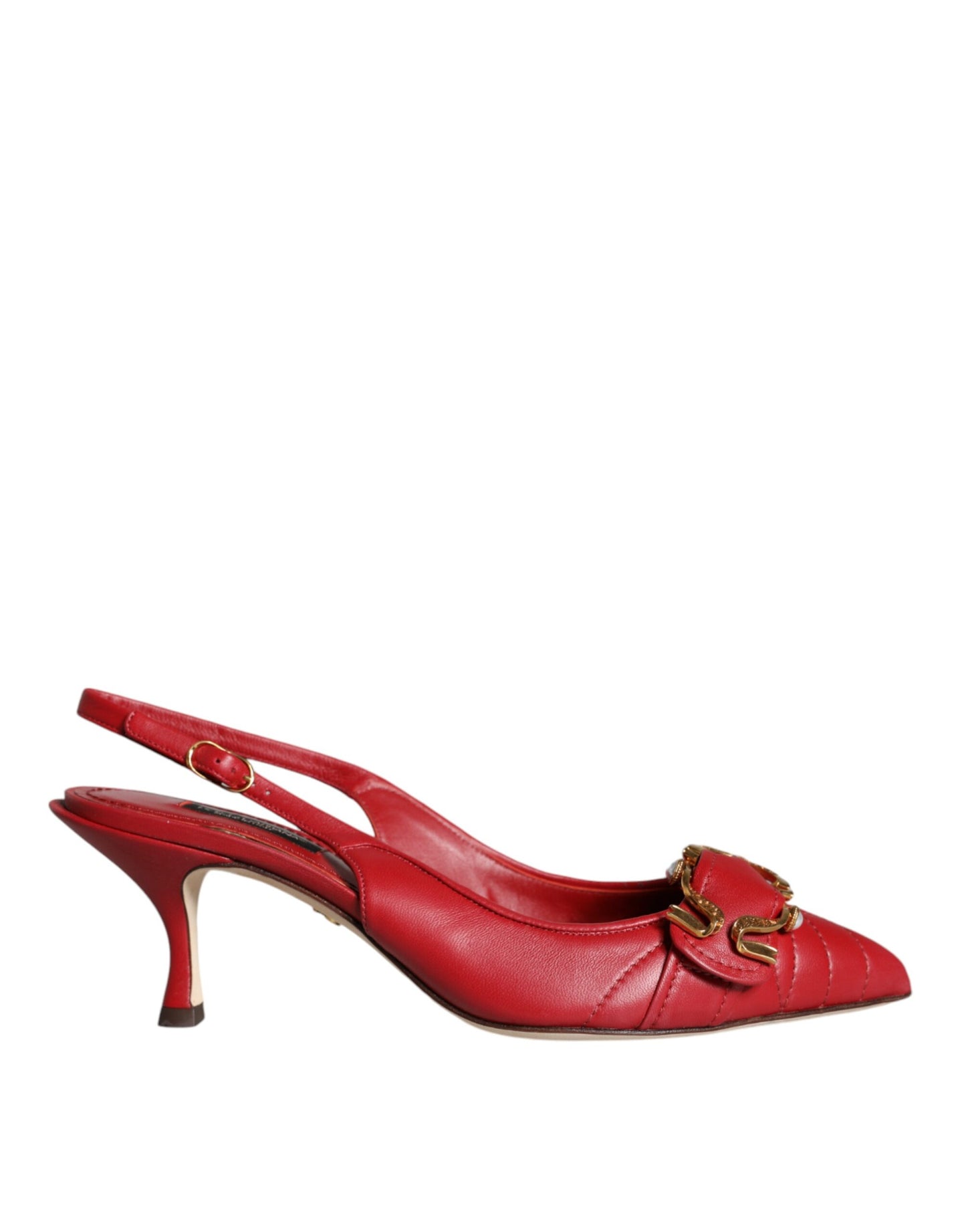 Dolce & Gabbana – Rote Devotion-Slingback-Schuhe aus Leder
