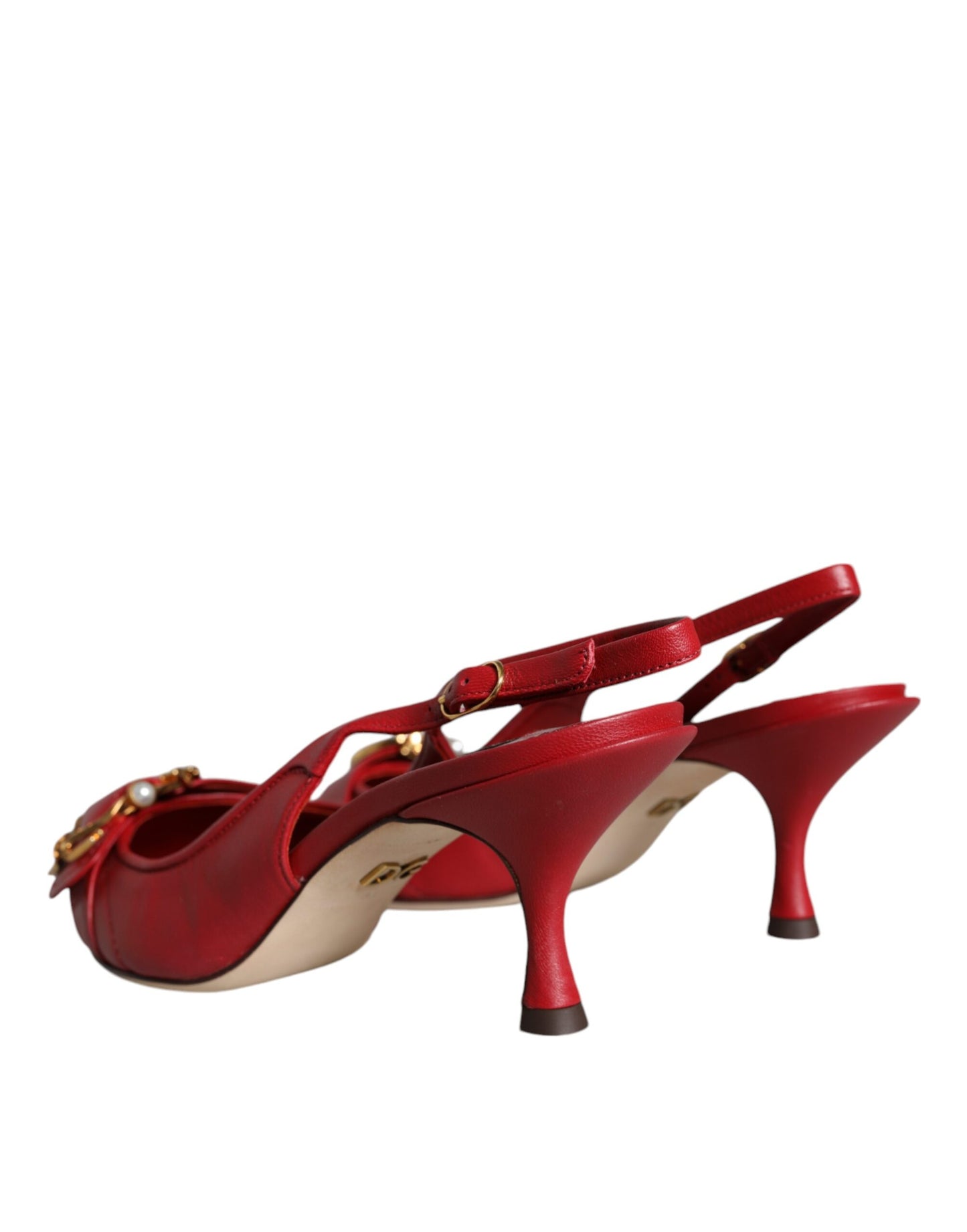 Dolce & Gabbana – Rote Devotion-Slingback-Schuhe aus Leder