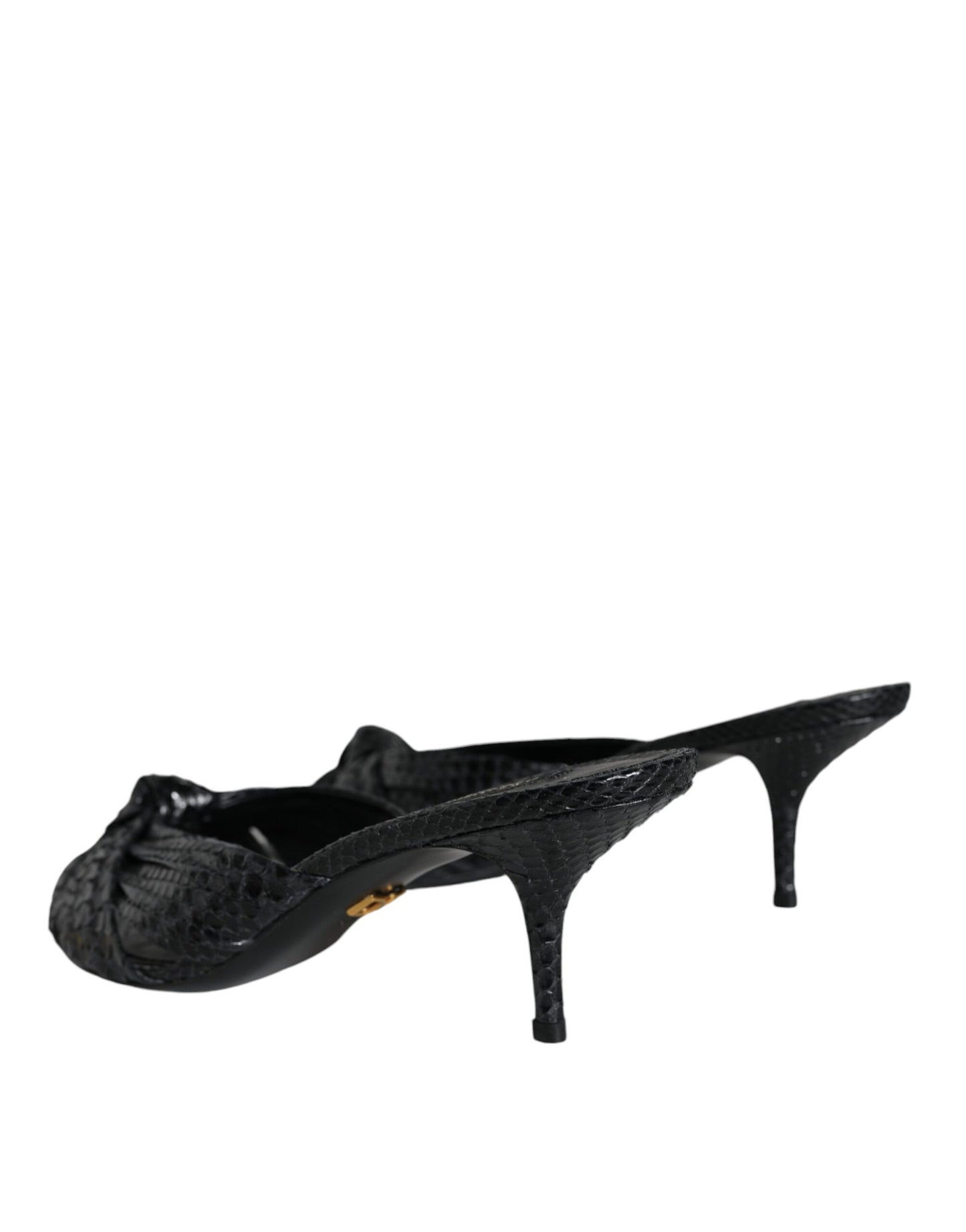 Dolce & Gabbana Schwarze Leder Heels Slides Sandalen Schuhe