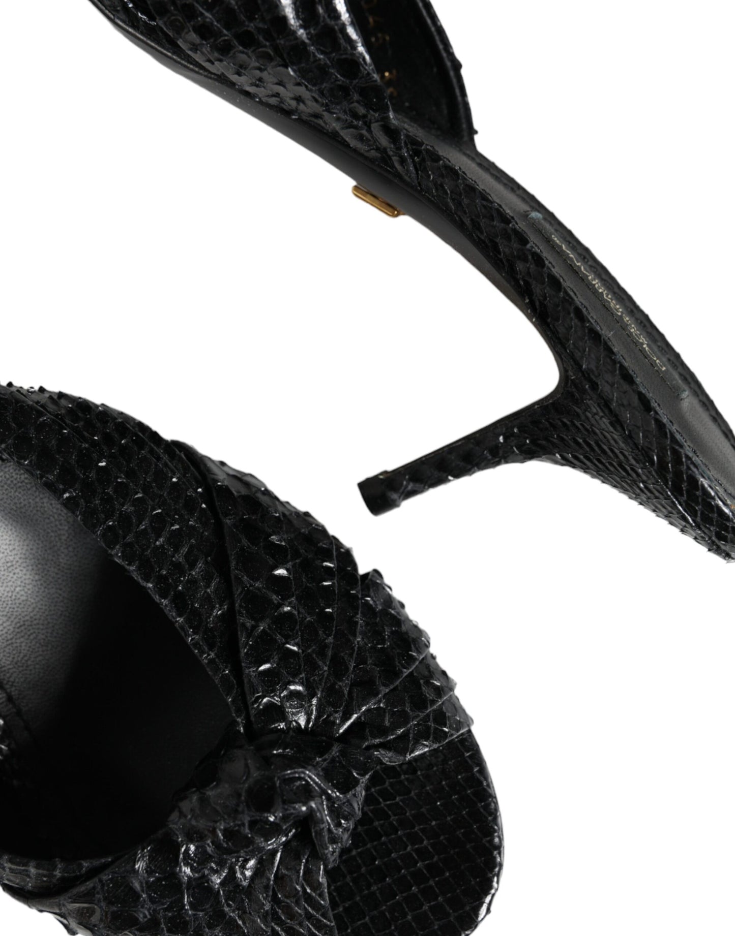 Dolce & Gabbana Schwarze Leder Heels Slides Sandalen Schuhe