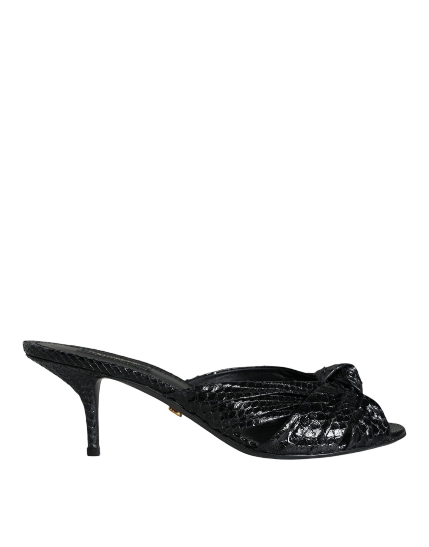Dolce & Gabbana Schwarze Leder Heels Slides Sandalen Schuhe